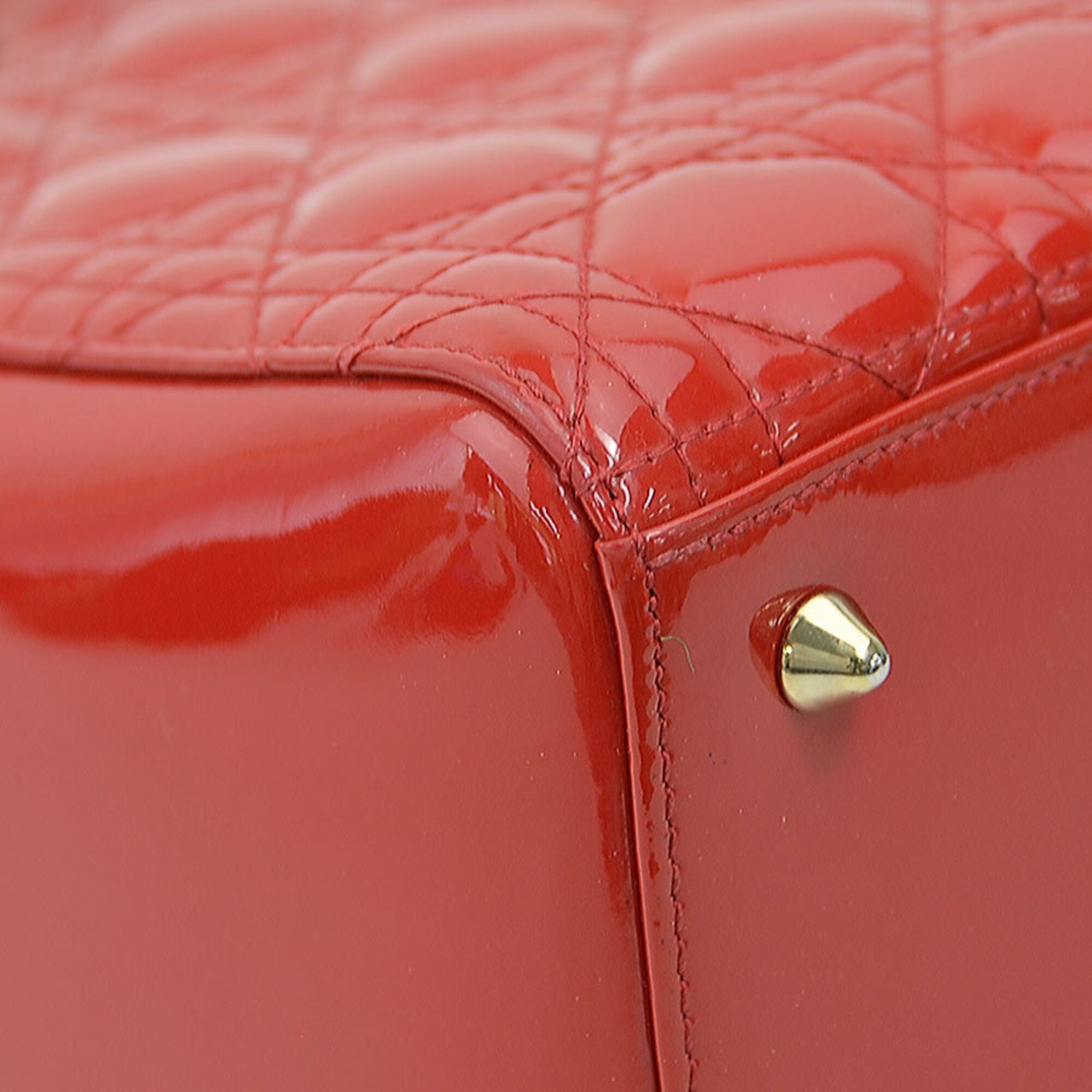 Christian Dior Red Color Patent Leather Handbag Shoulder Bag (Pre-Owned)