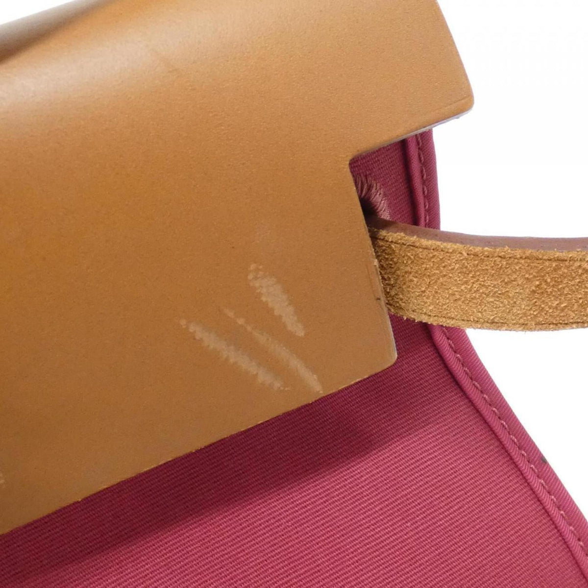 Hermes Red Color Toile Officier Handbag (Pre-Owned)