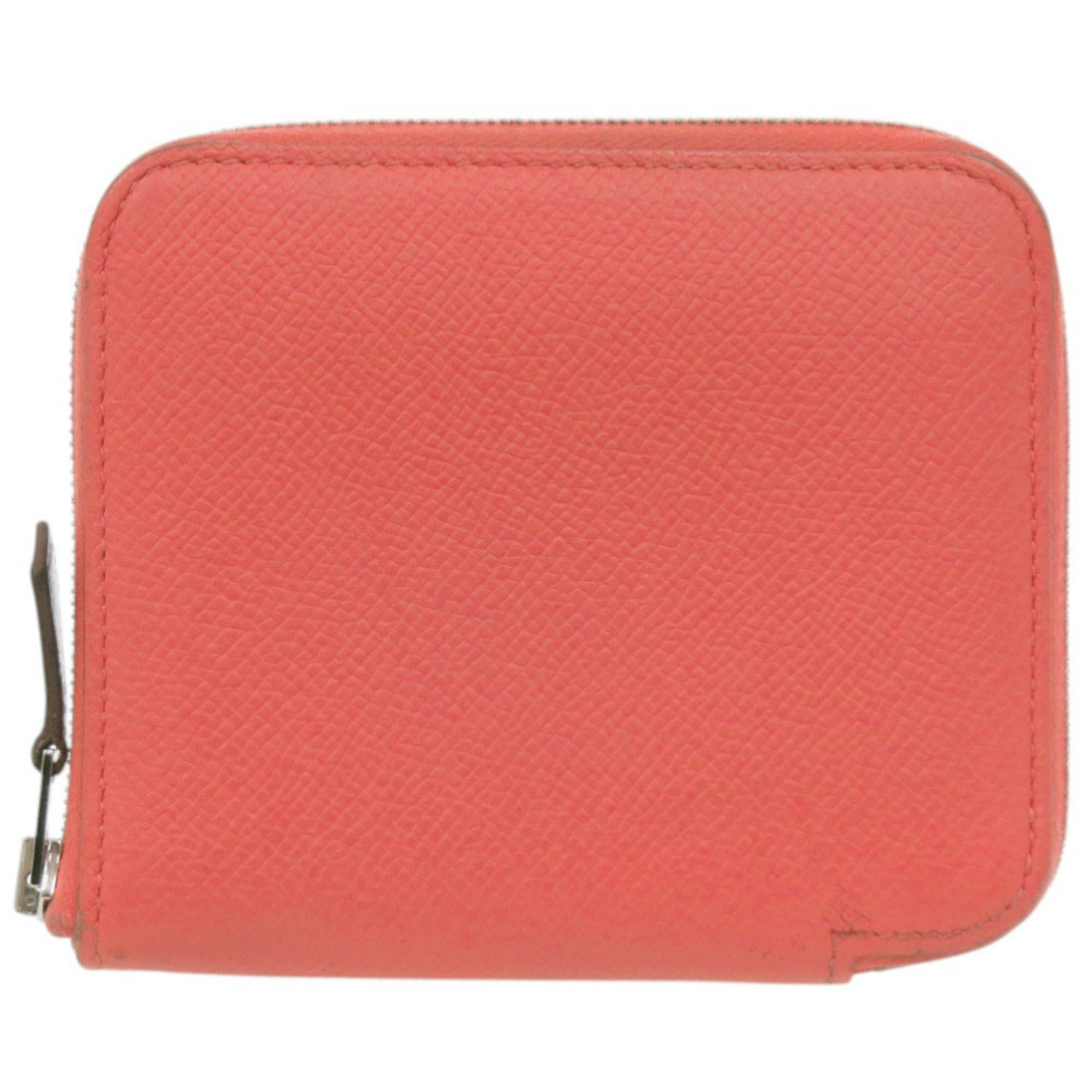 Hermes Rose Jaipur Epsom Leather Silk Coin Purse/Coin Case (Pre-Owned)