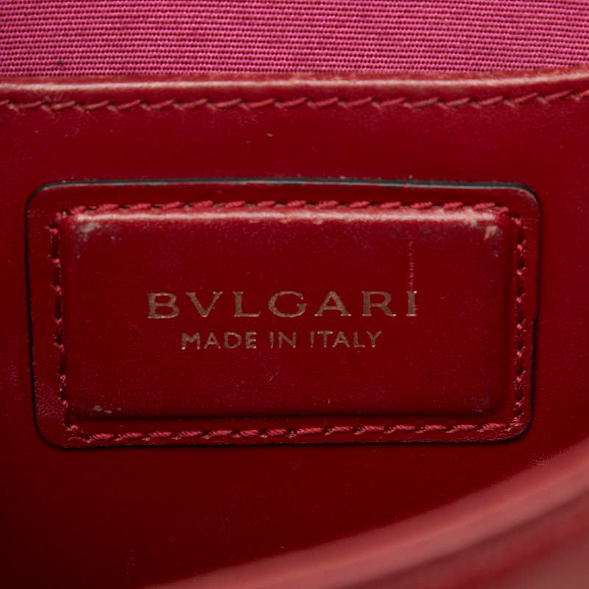 Bvlgari Red Color Wine Leather Shoulder Bag (Pre-Owned)