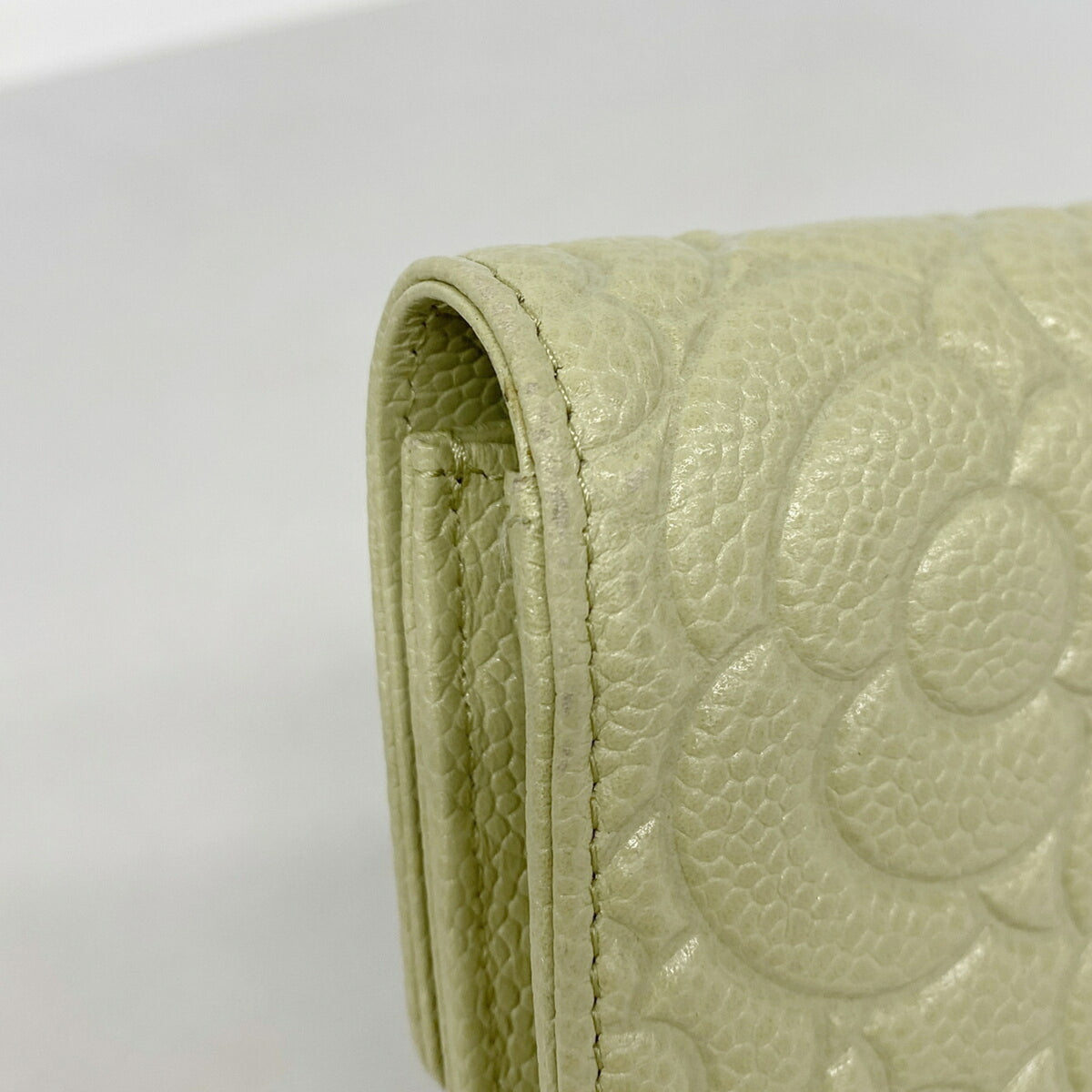 Chanel Green Grained Calfskin Long Wallet (Bi-Fold) (Pre-Owned)