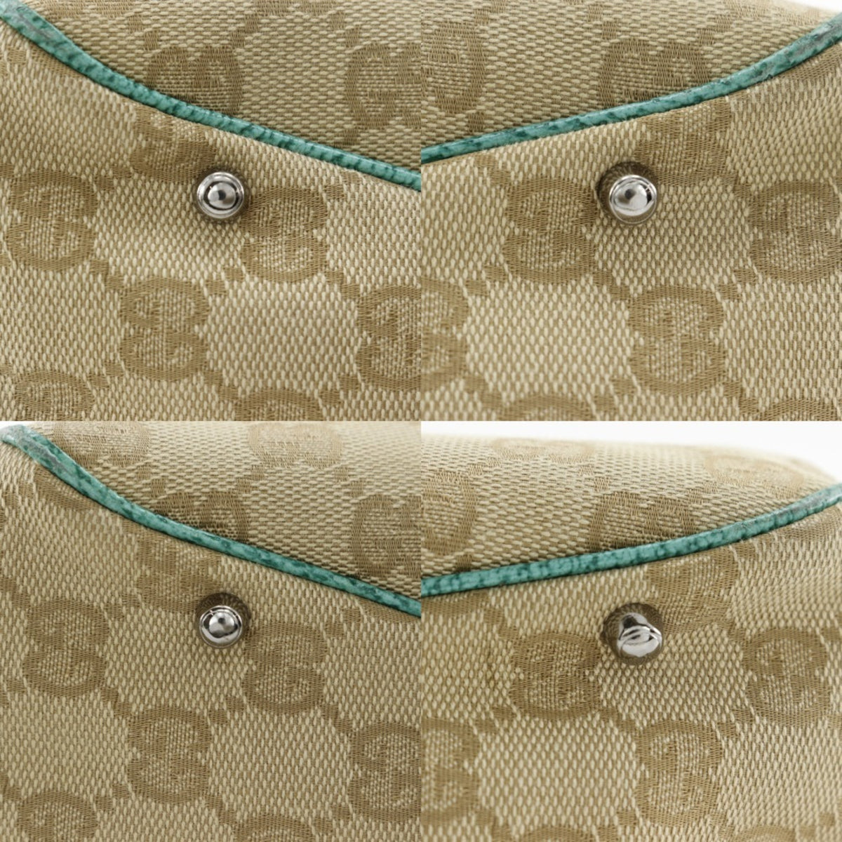 Gucci Gg Canvas Beige Green Gg Canvas Tote Bag (Pre-Owned)