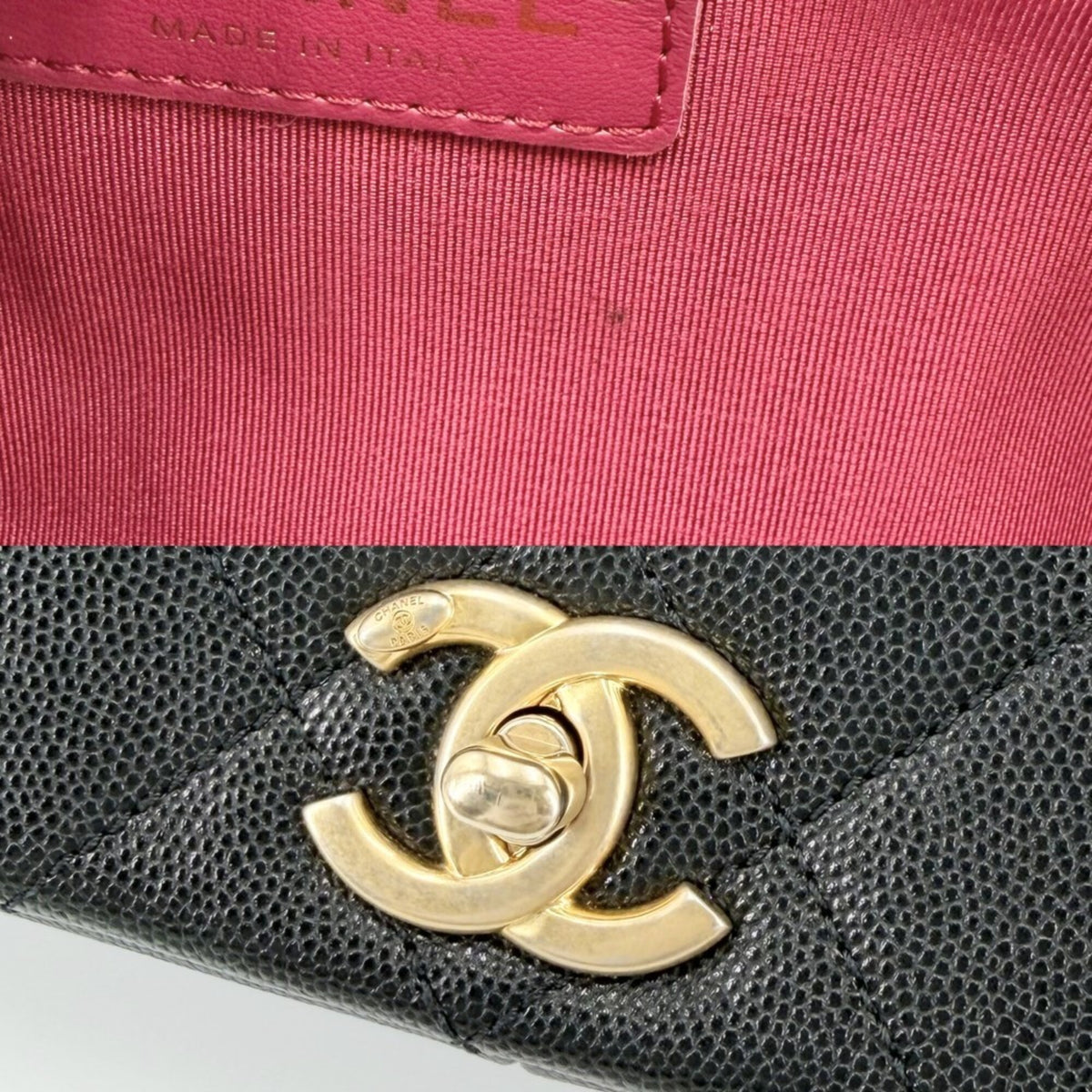 Chanel Black Grained Calfskin Handbag Shoulder Bag (Pre-Owned)