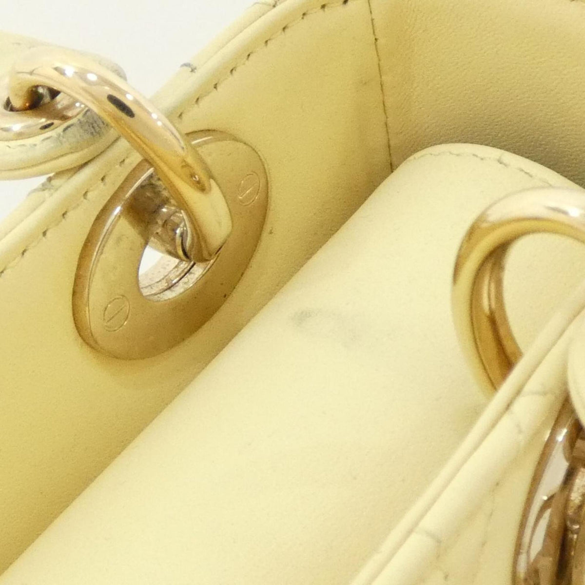 Christian Dior Lady Dior Pale Yellow Leather Handbag (Pre-Owned)