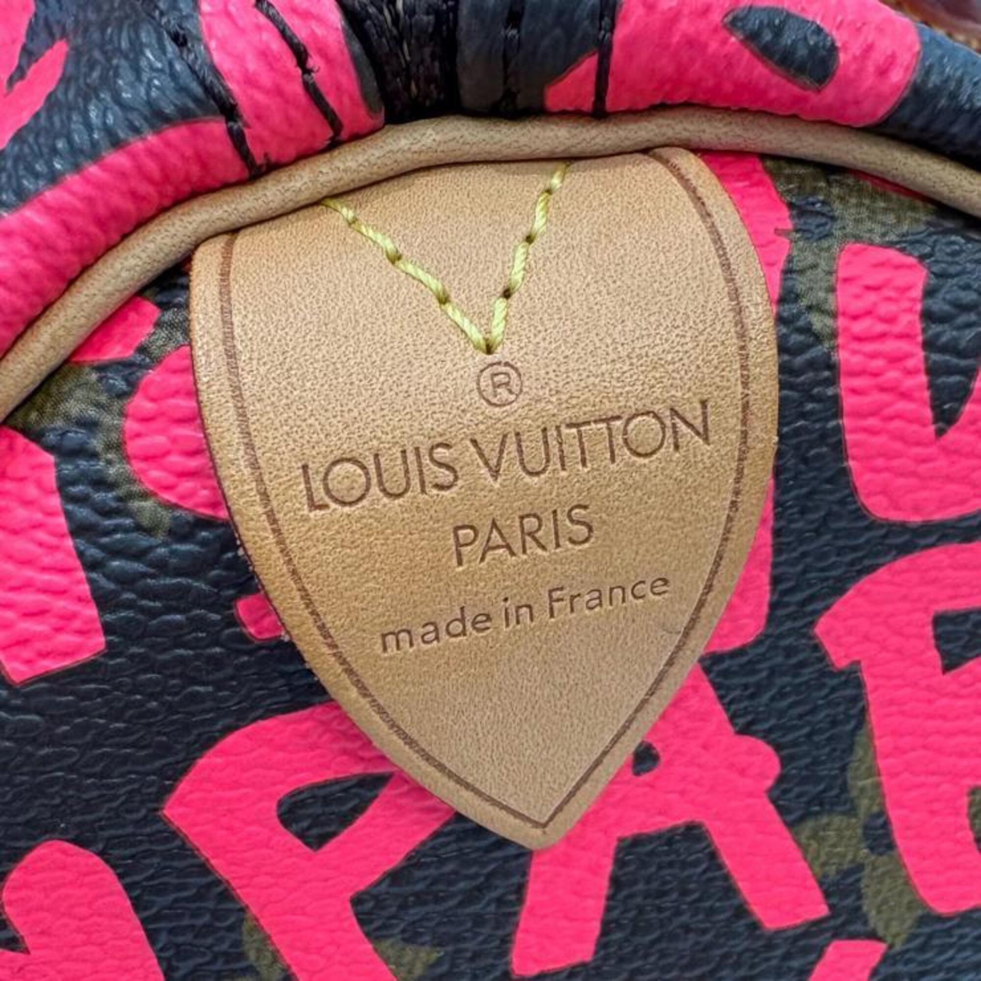 Louis Vuitton Brown Fuchsia Pink Monogram Graffiti Handbag (Pre-Owned)
