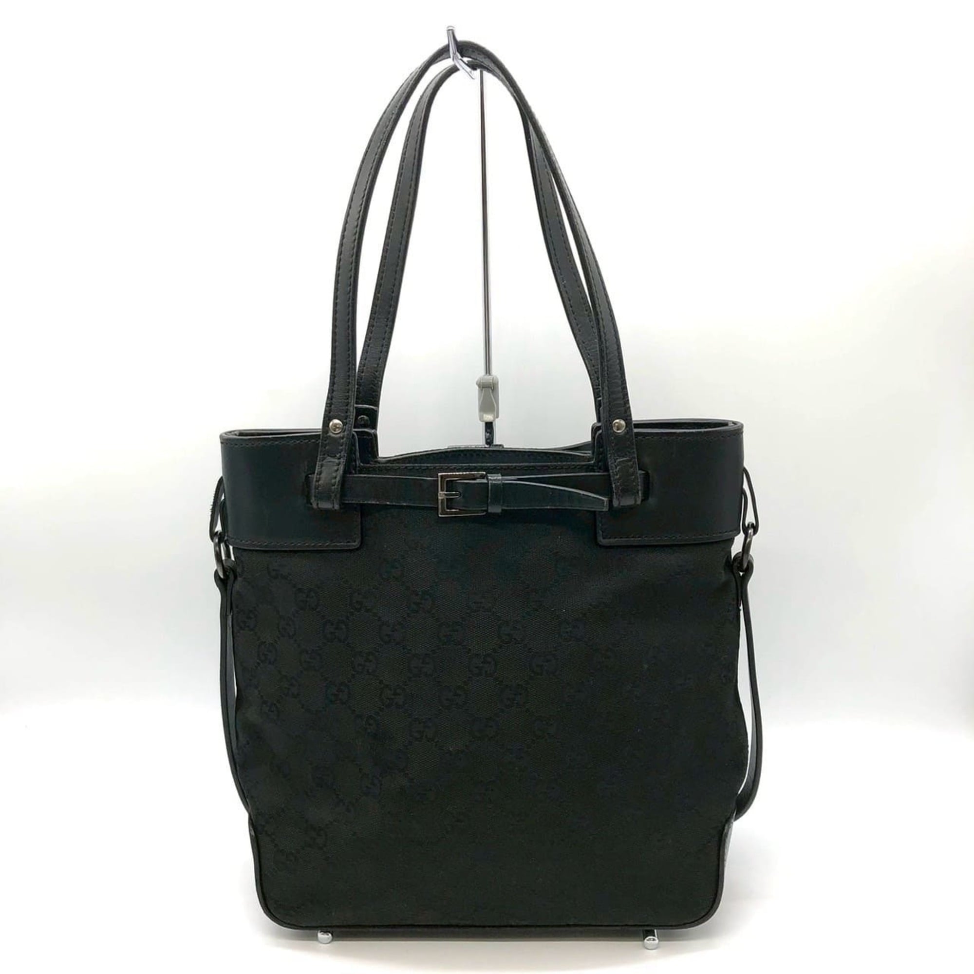 Gucci Gg Canvas Black Gg Canvas Handbag Tote Bag (Pre-Owned)