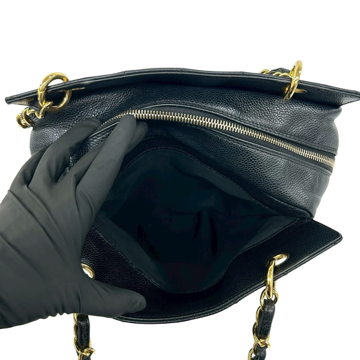 Chanel Black Grained Calfskin Shoulder Bag Tote Bag (Pre-Owned)