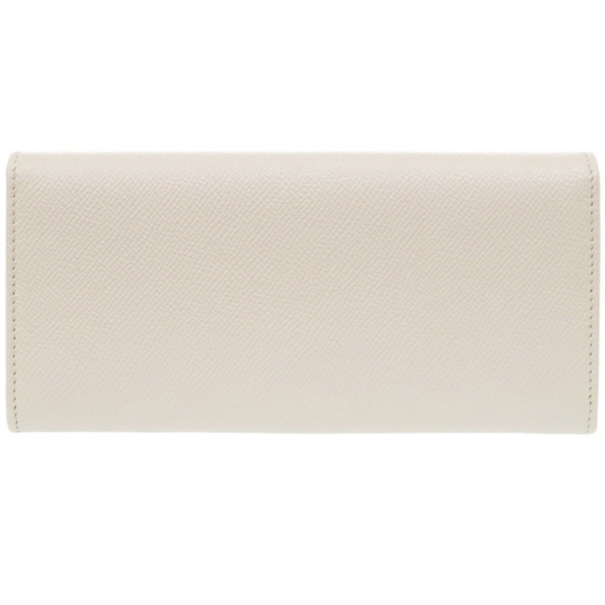 Bvlgari White Leather Long Wallet (Bi-Fold) (Pre-Owned)
