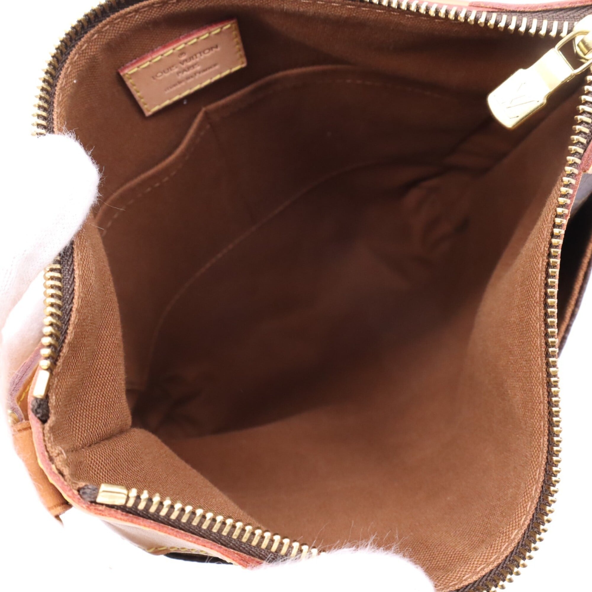 Louis Vuitton Beige Brown Coated Canvas Leather Shoulder Bag (Pre-Owned)