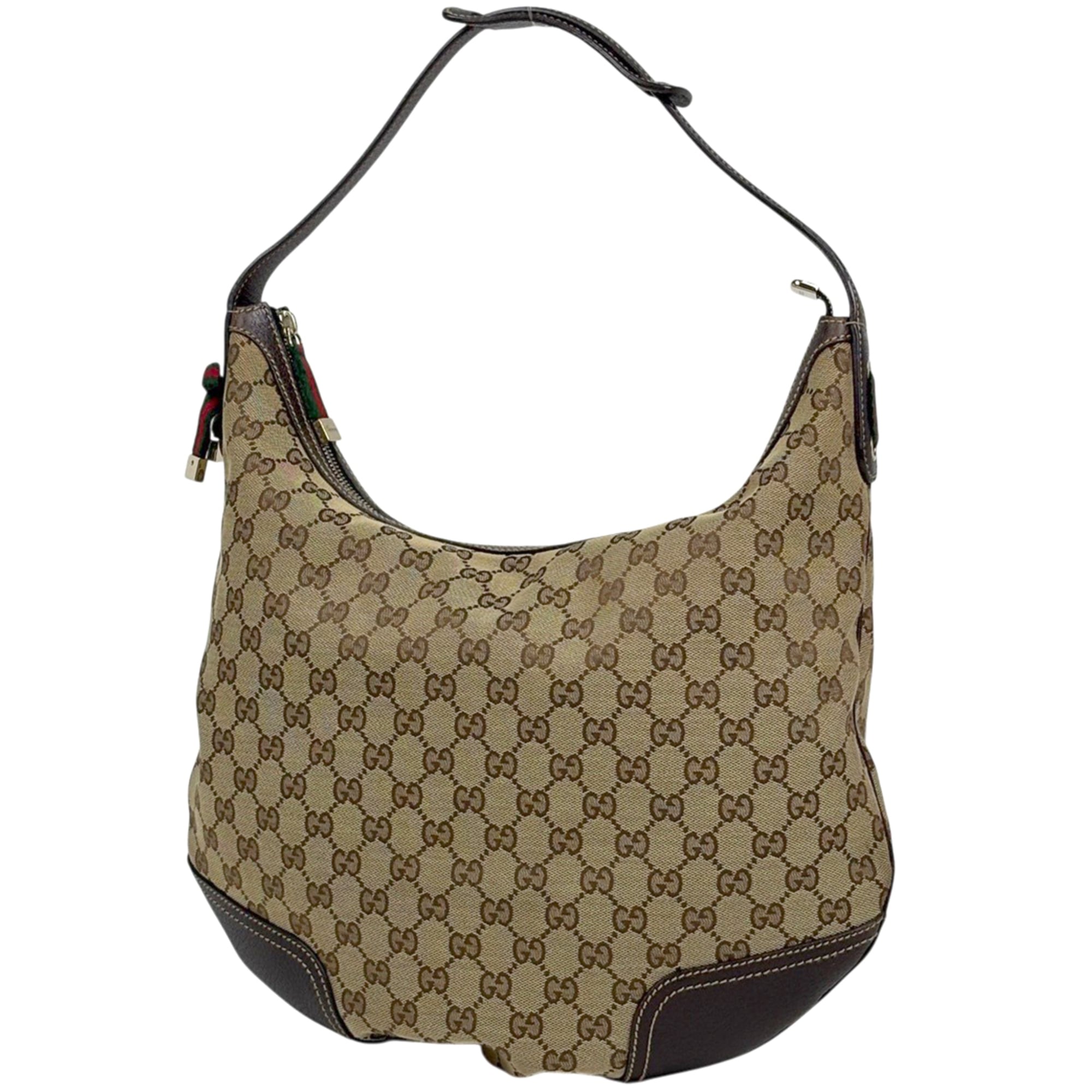 Gucci Gg Canvas Brown Gg Canvas Leather Shoulder Bag (Pre-Owned)