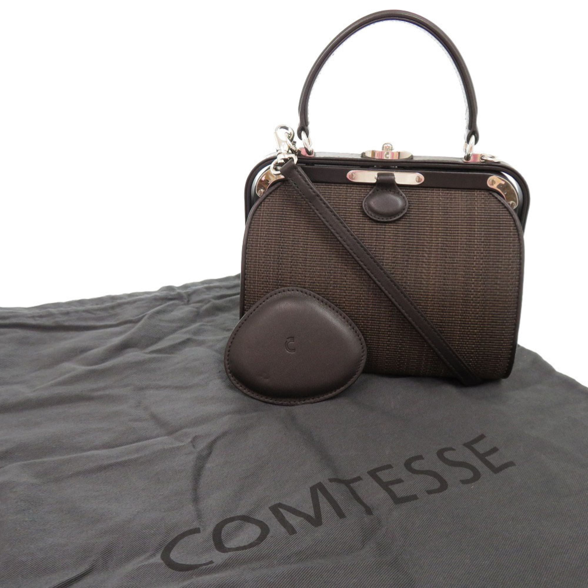 Comtesse Dark Brown Leather Handbag Shoulder Bag (Pre-Owned)