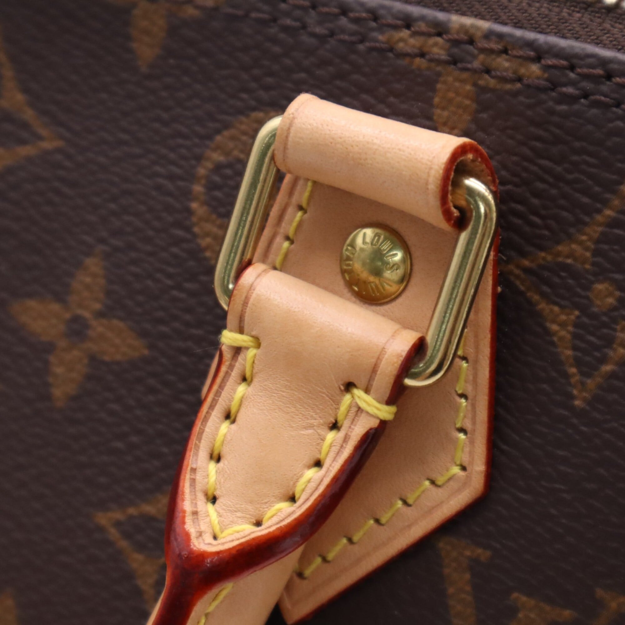Louis Vuitton Beige Brown Coated Canvas Leather Handbag (Pre-Owned)
