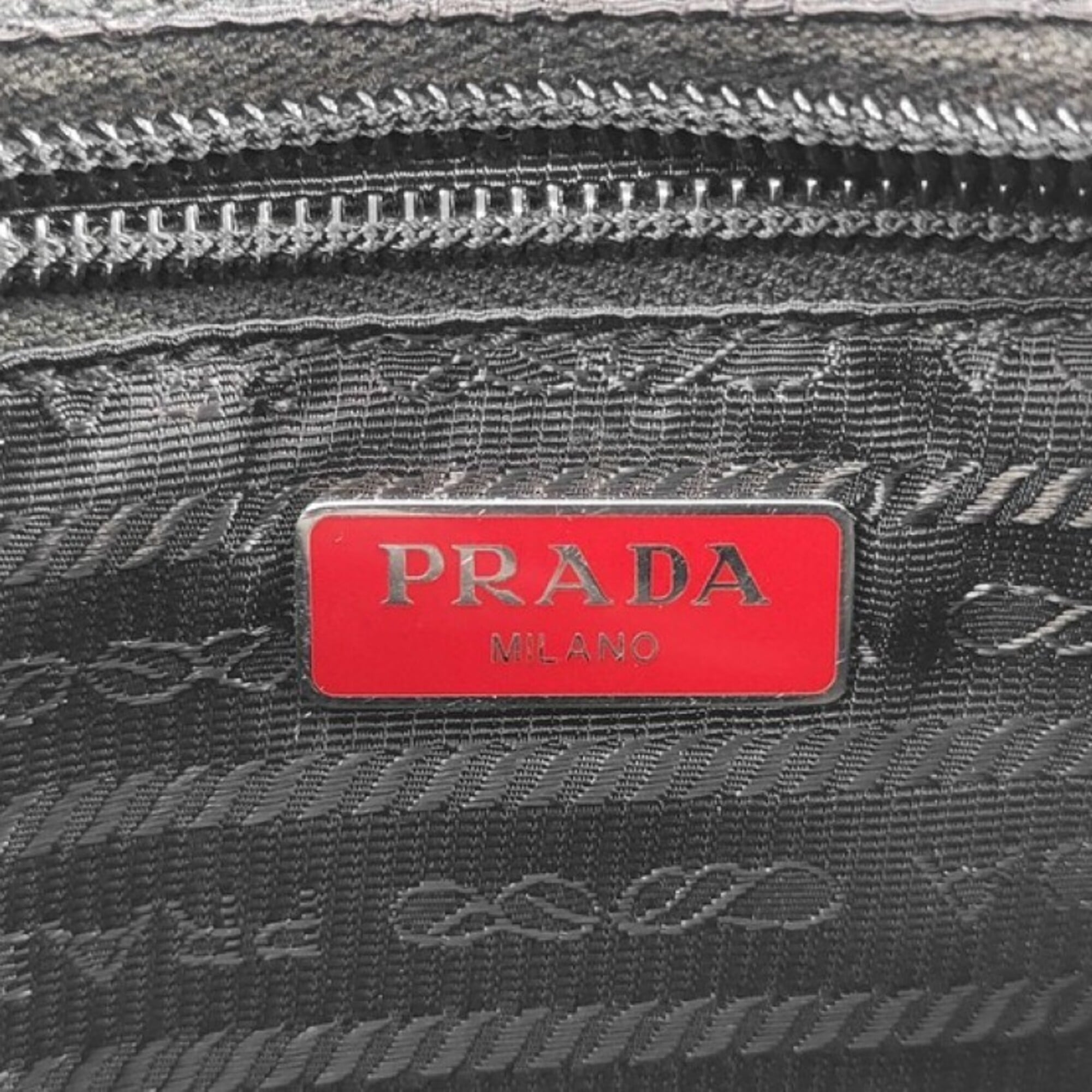 Prada Black White Nylon Clutch Bag (Pre-Owned)