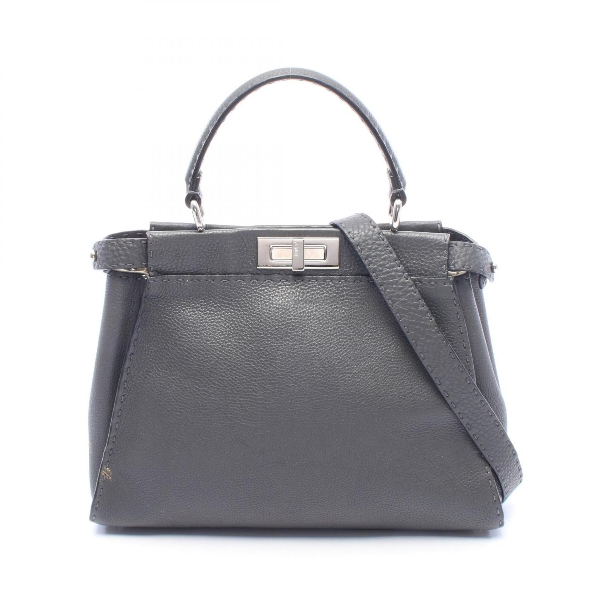 Fendi Gray Leather Handbag (Pre-Owned)