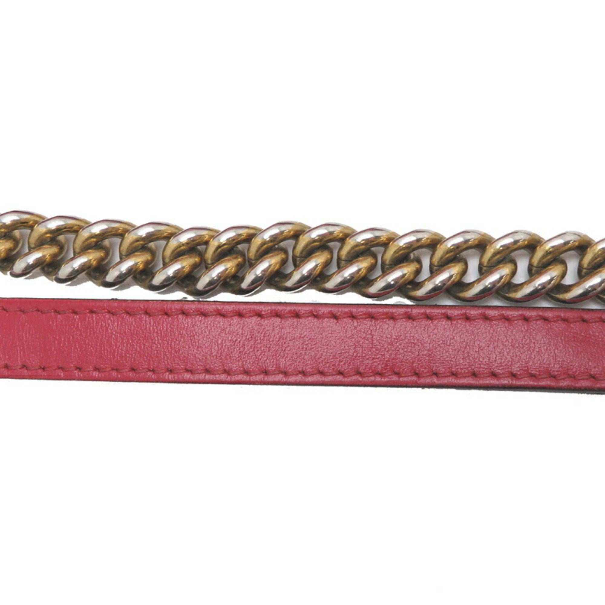 Gucci Gg Marmont Red Color Leather Shoulder Bag (Pre-Owned)