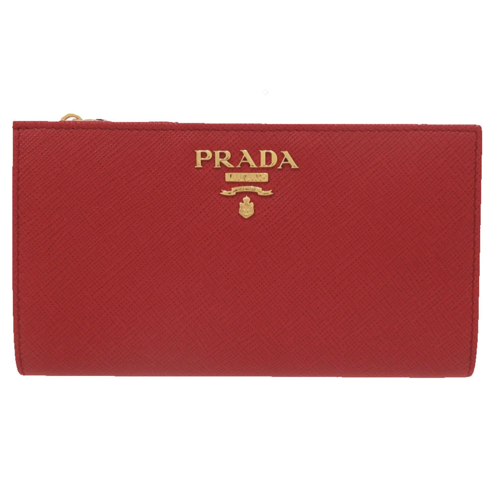 Prada Fuoco Red Color Saffiano Wallet (Bi-Fold) (Pre-Owned)