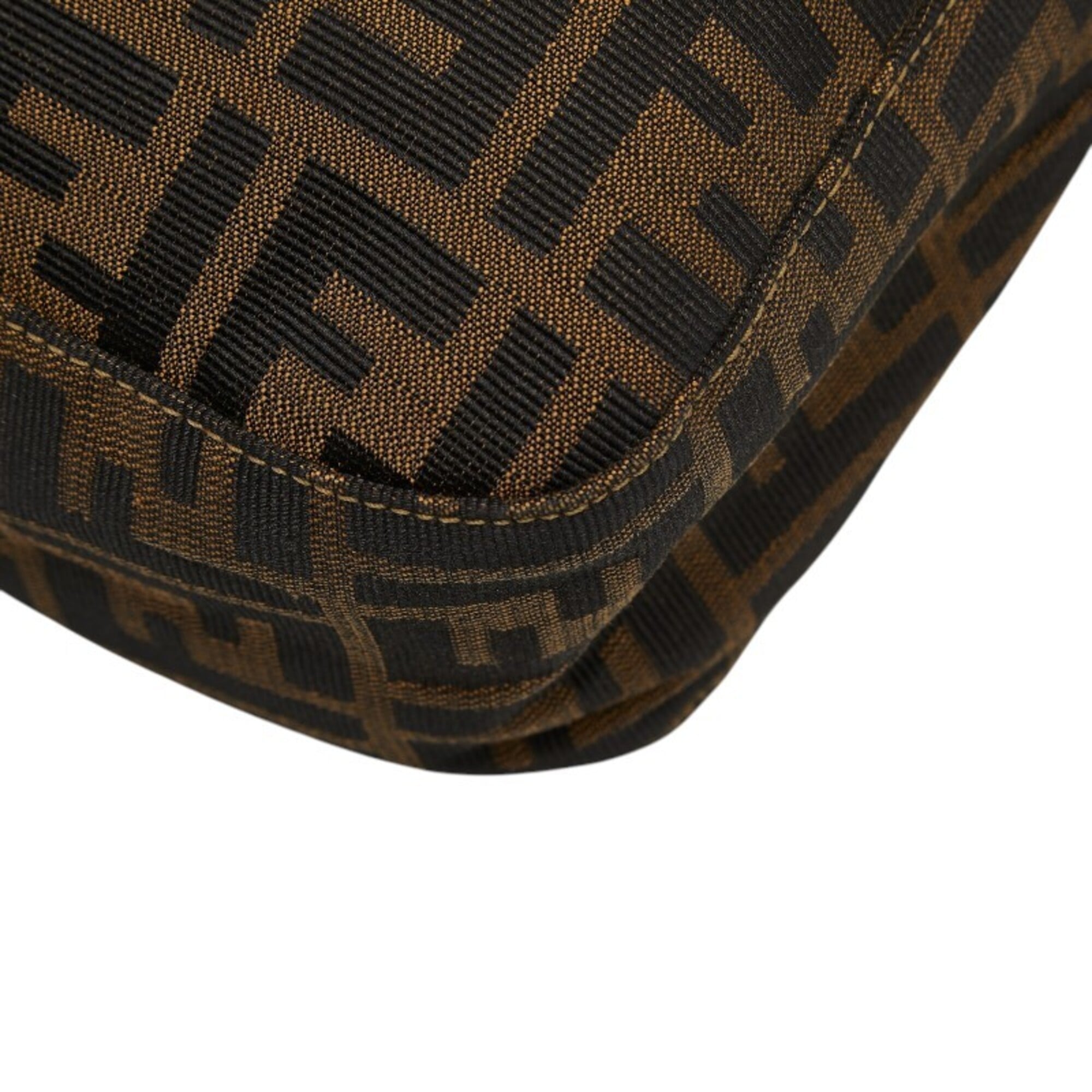Fendi Zucca Black Brown Canvas Leather Shoulder Bag (Pre-Owned)
