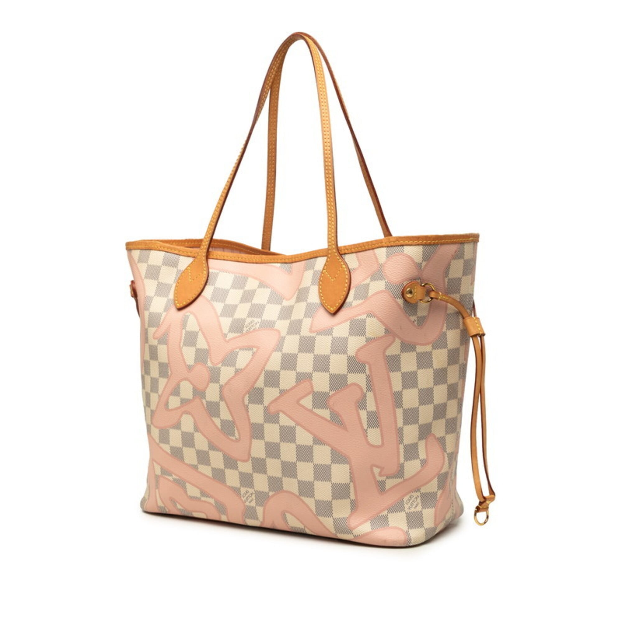 Louis Vuitton Rose Ballerine White Damier Azur Pouch Shoulder Bag Tote Bag (Pre-Owned)