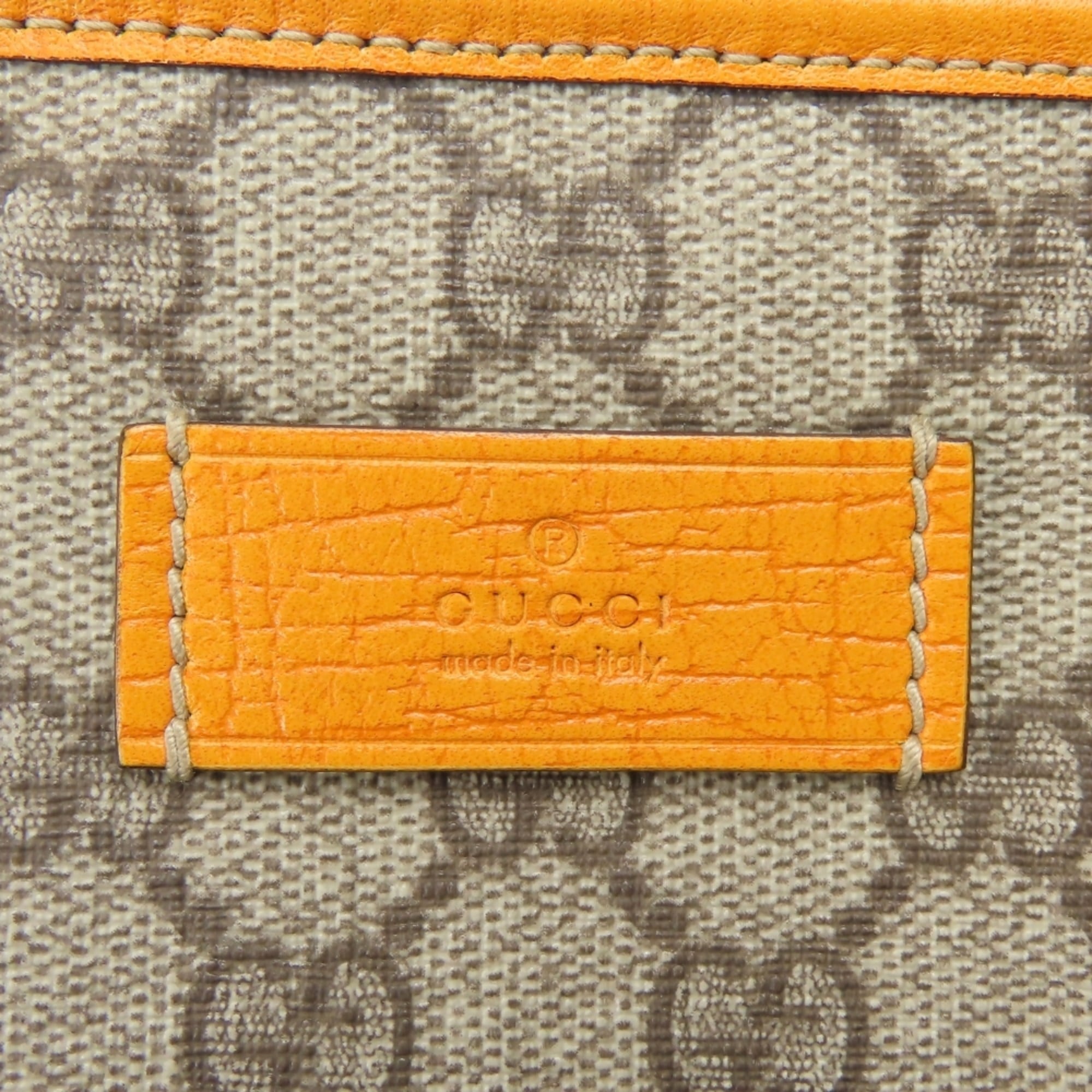 Gucci Beige Orange Gg Supreme Canvas Leather Tote Bag (Pre-Owned)