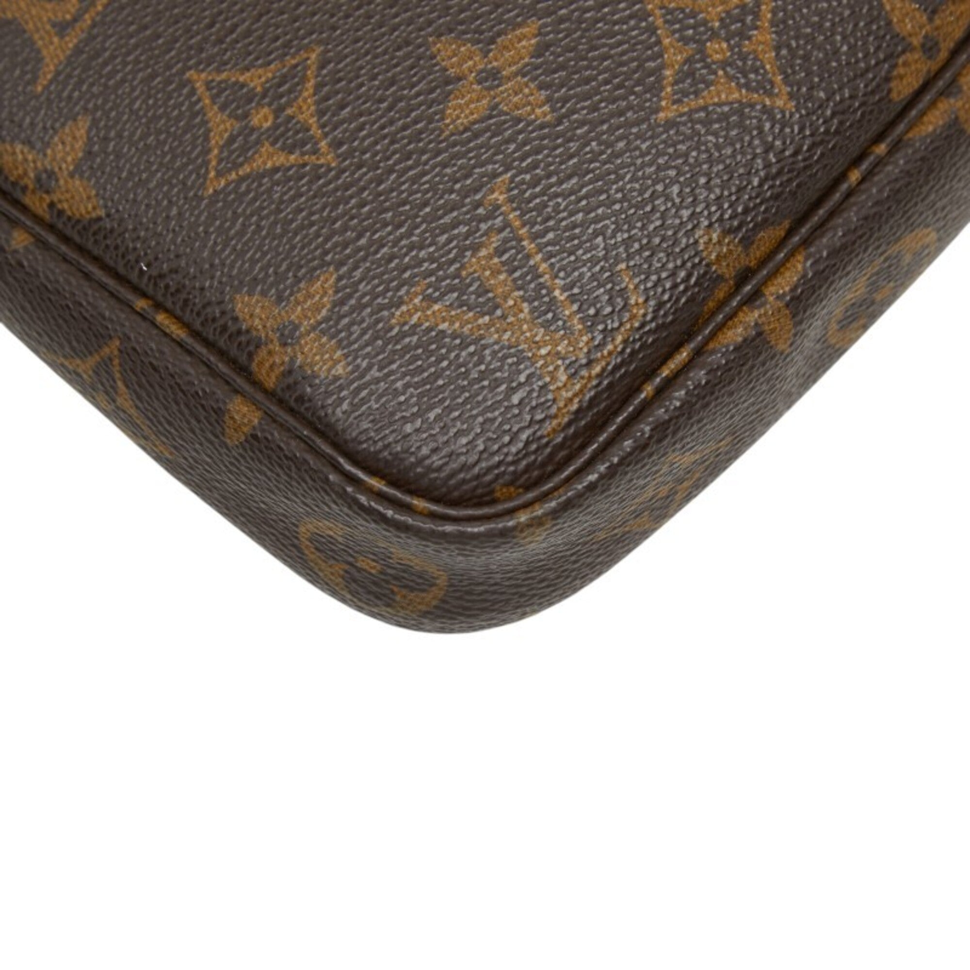 Louis Vuitton Brown Pvc Leather Handbag Pochette Pouch (Pre-Owned)