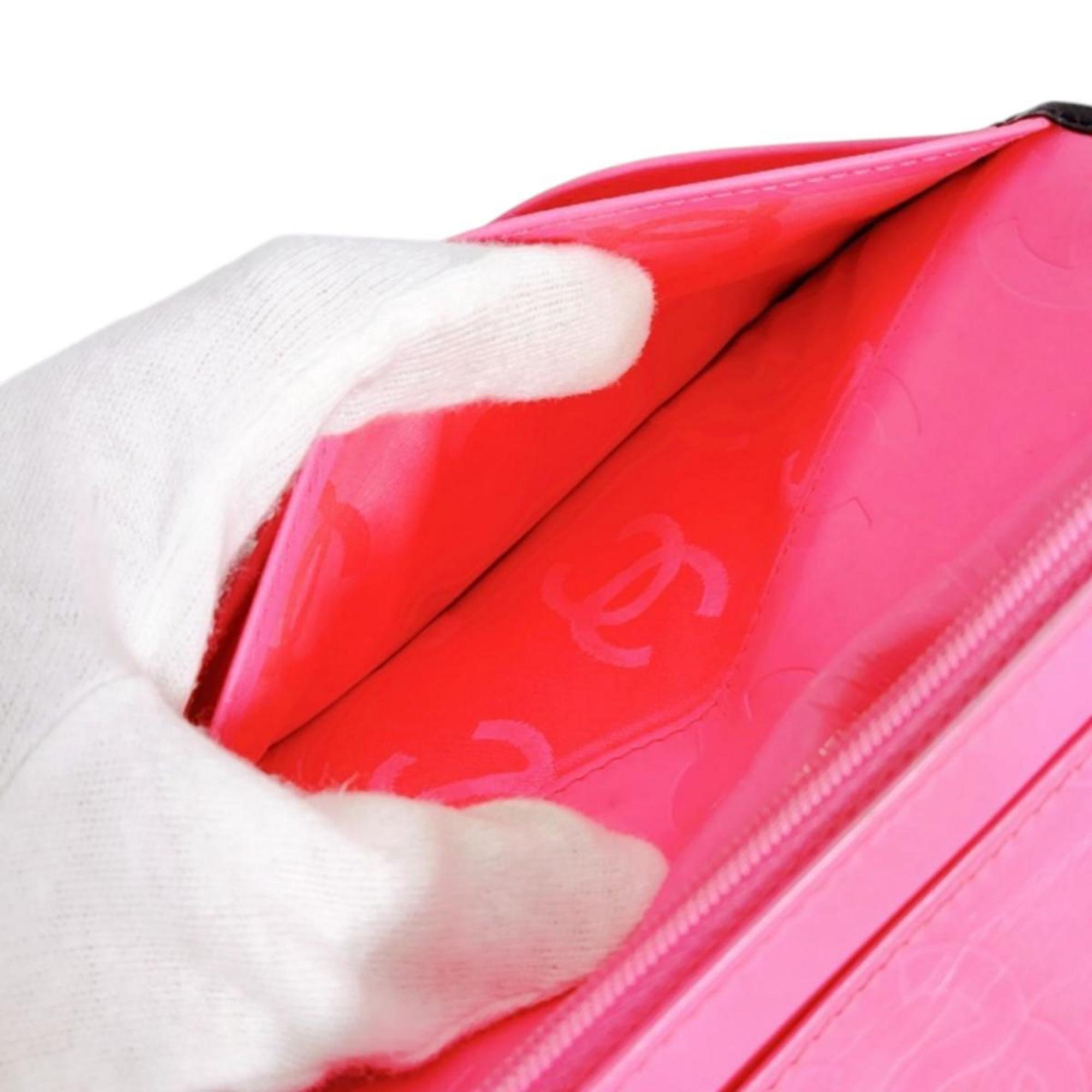 Chanel Black Pink Leather Long Wallet (Bi-Fold) (Pre-Owned)
