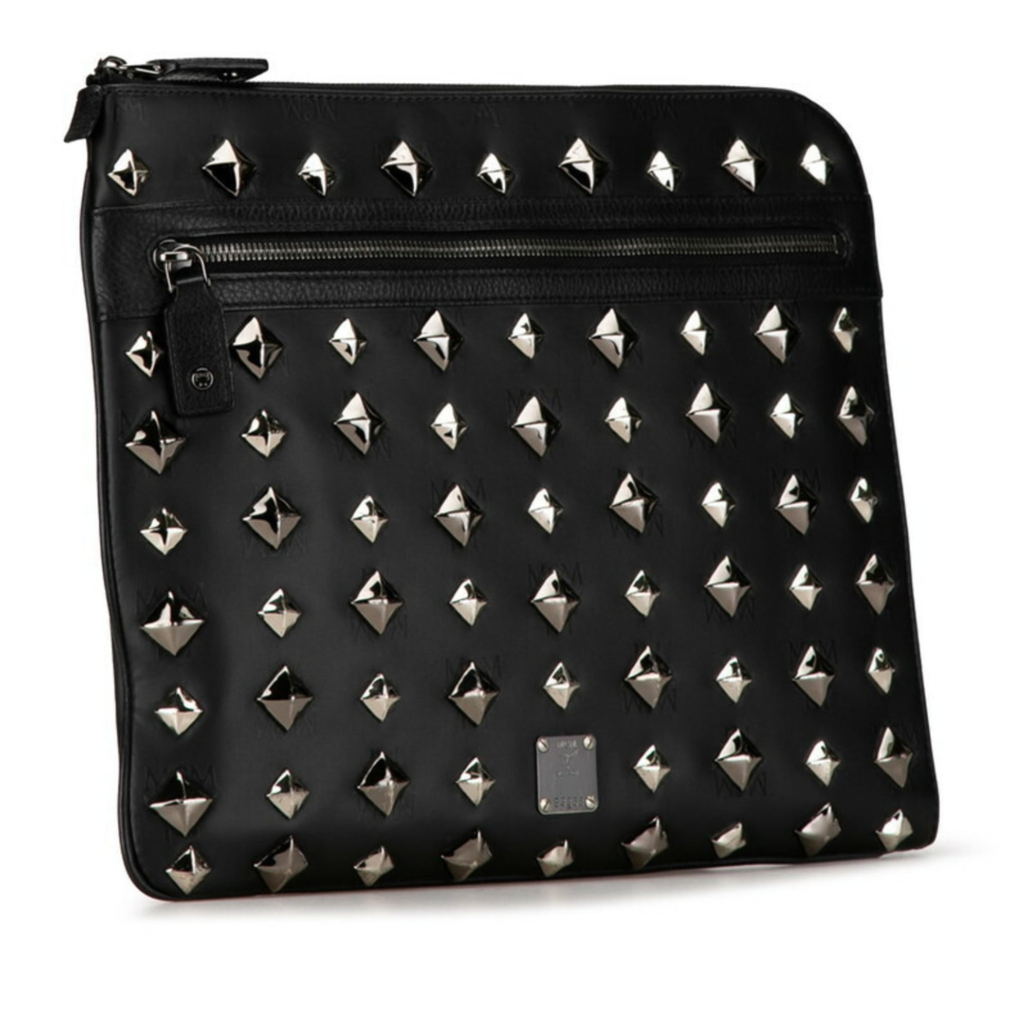 Mcm Black Silver Pvc Leather Clutch Bag (Pre-Owned)