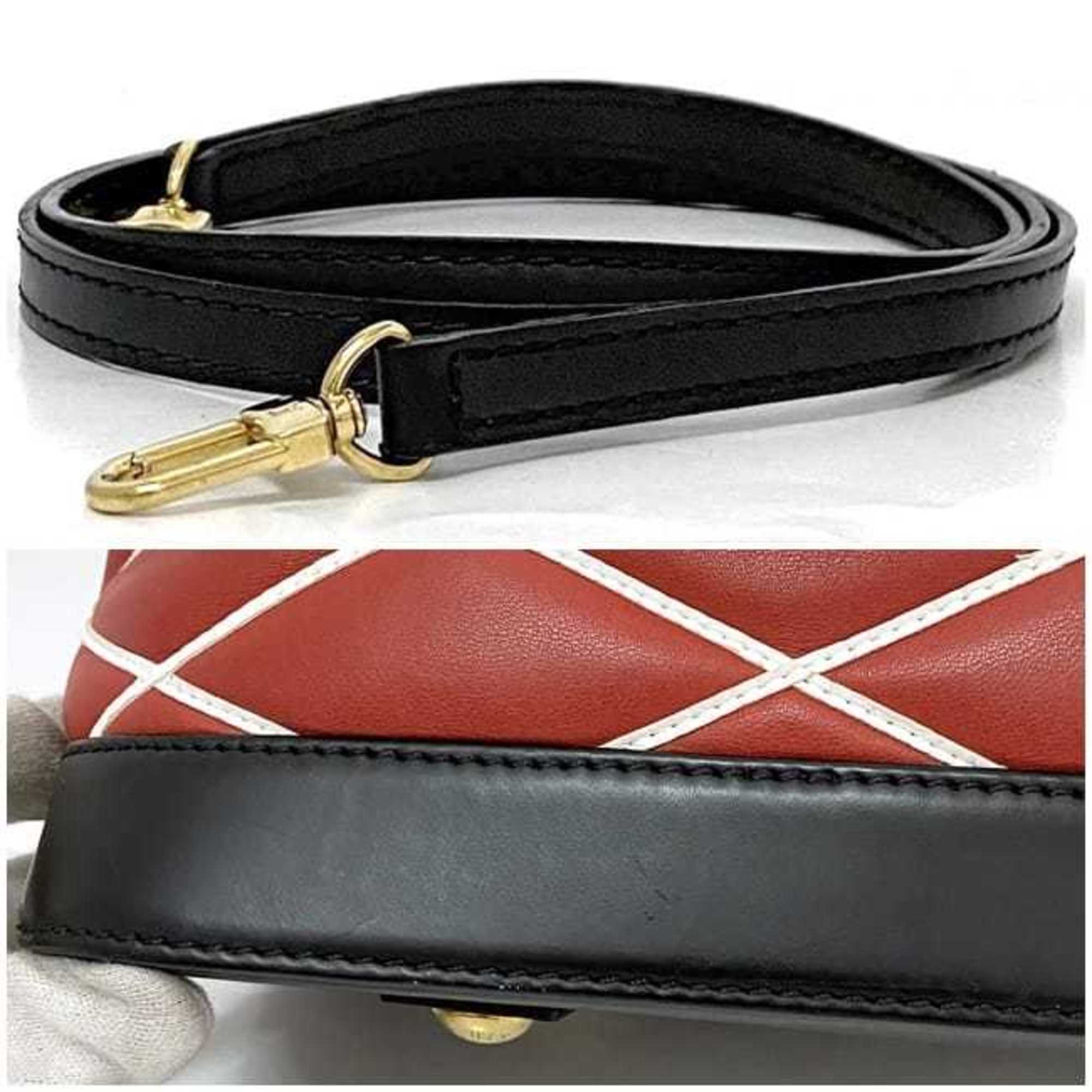 Louis Vuitton Black Red Color Leather Handbag Shoulder Bag (Pre-Owned)