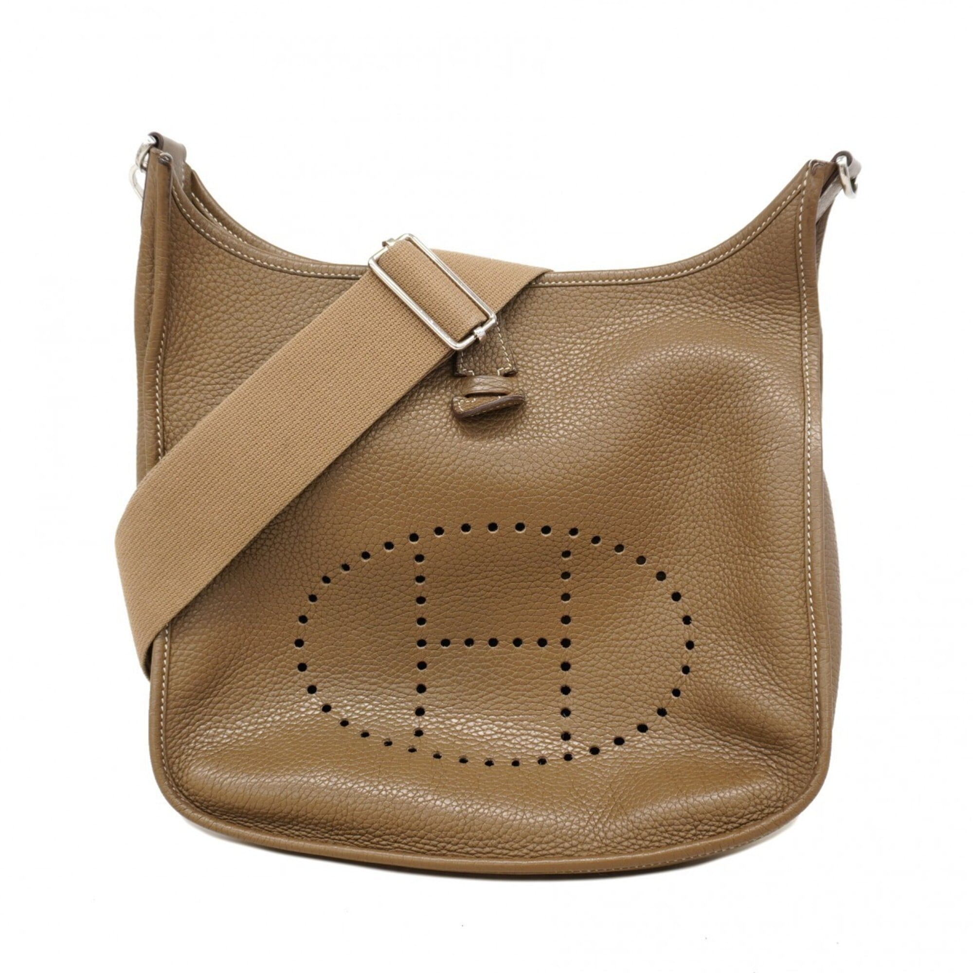 Hermes Etoupe Gray Taurillon Clemence Leather Shoulder Bag (Pre-Owned)