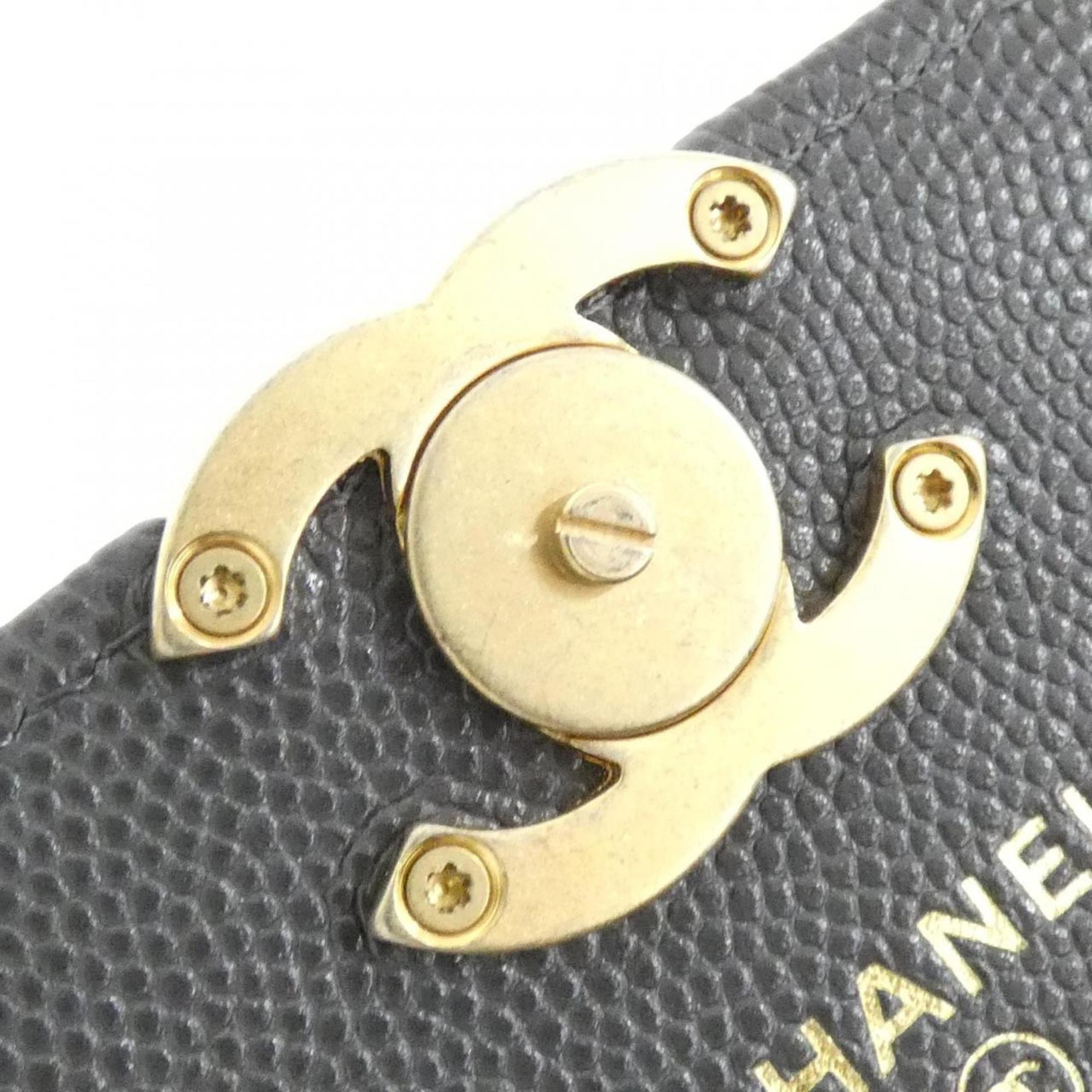 Chanel Gray Grained Calfskin Clutch Bag Shoulder Bag (Pre-Owned)