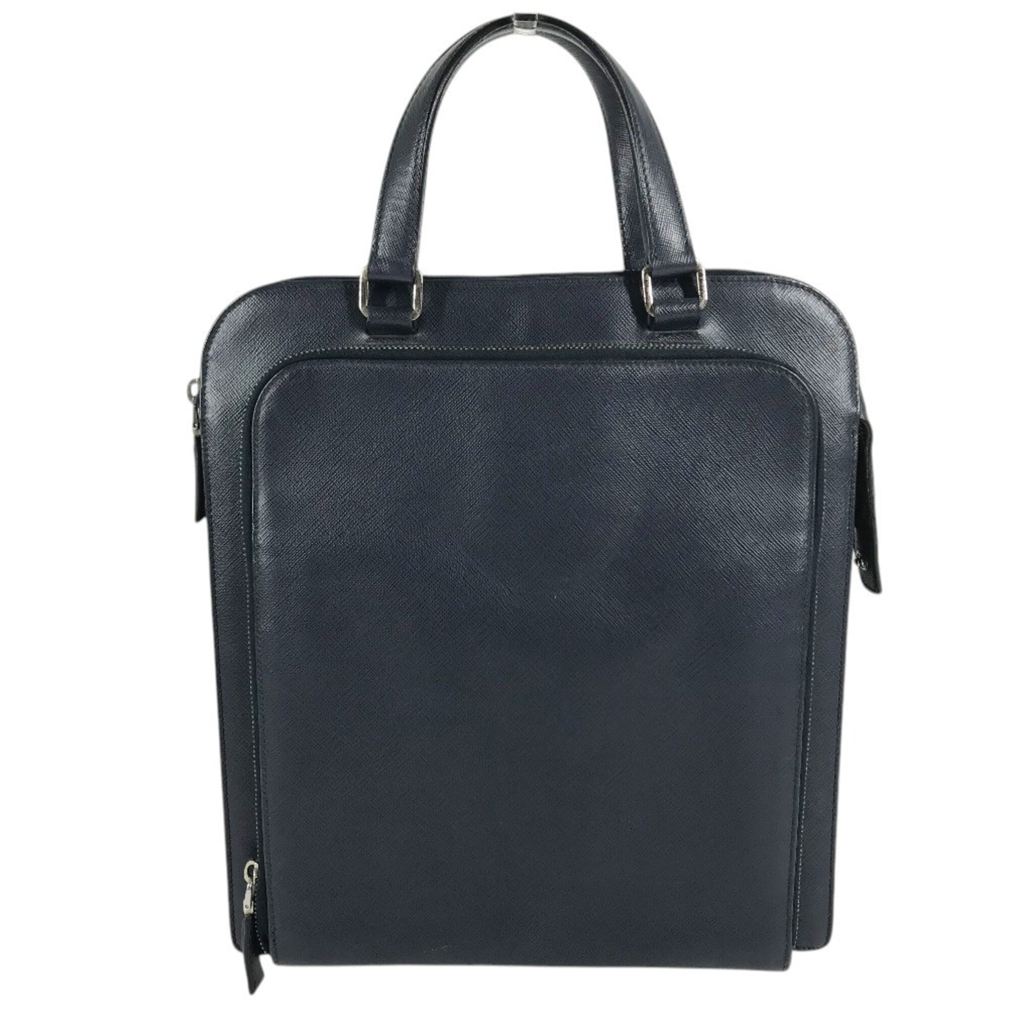 Prada Blue Leather Briefcase (Pre-Owned)