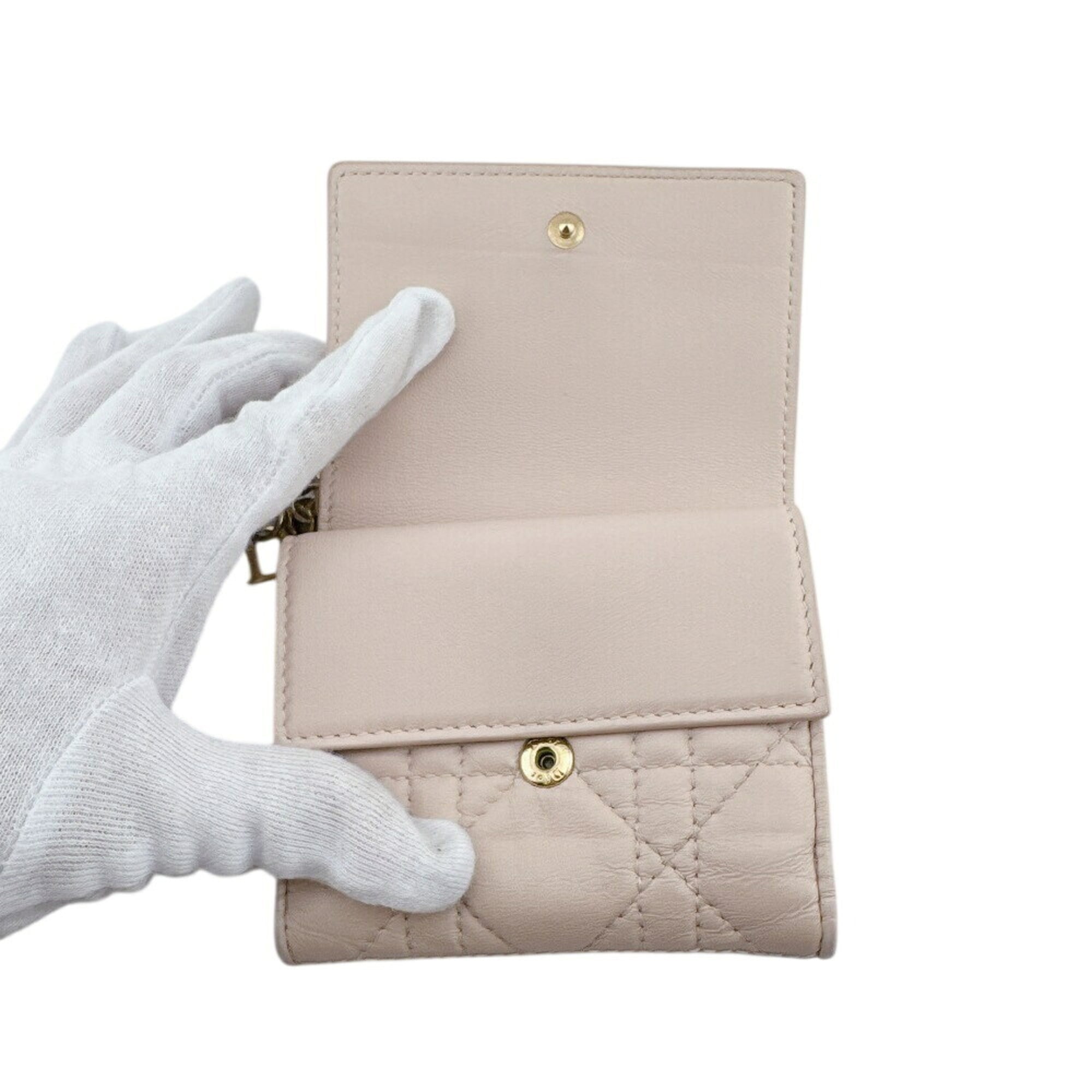 Christian Dior Pink Leather Wallet (Tri-Fold) (Pre-Owned)