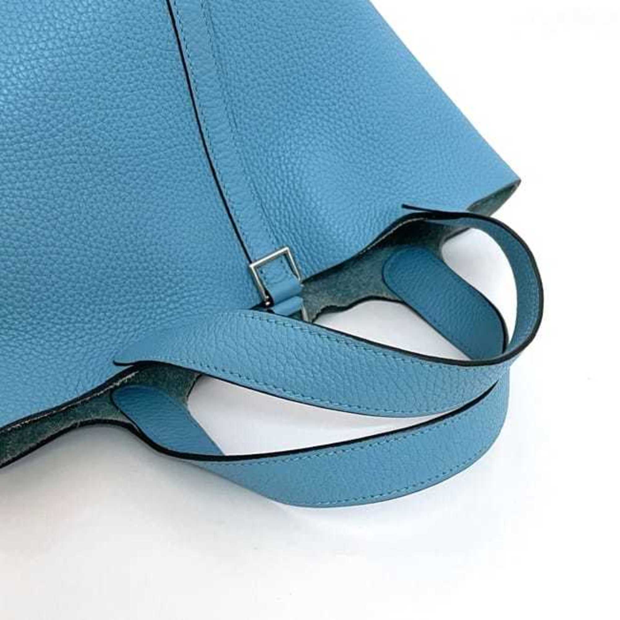Hermes Blue Jean Light Blue Leather Taurillon Clemence Leather Handbag (Pre-Owned)