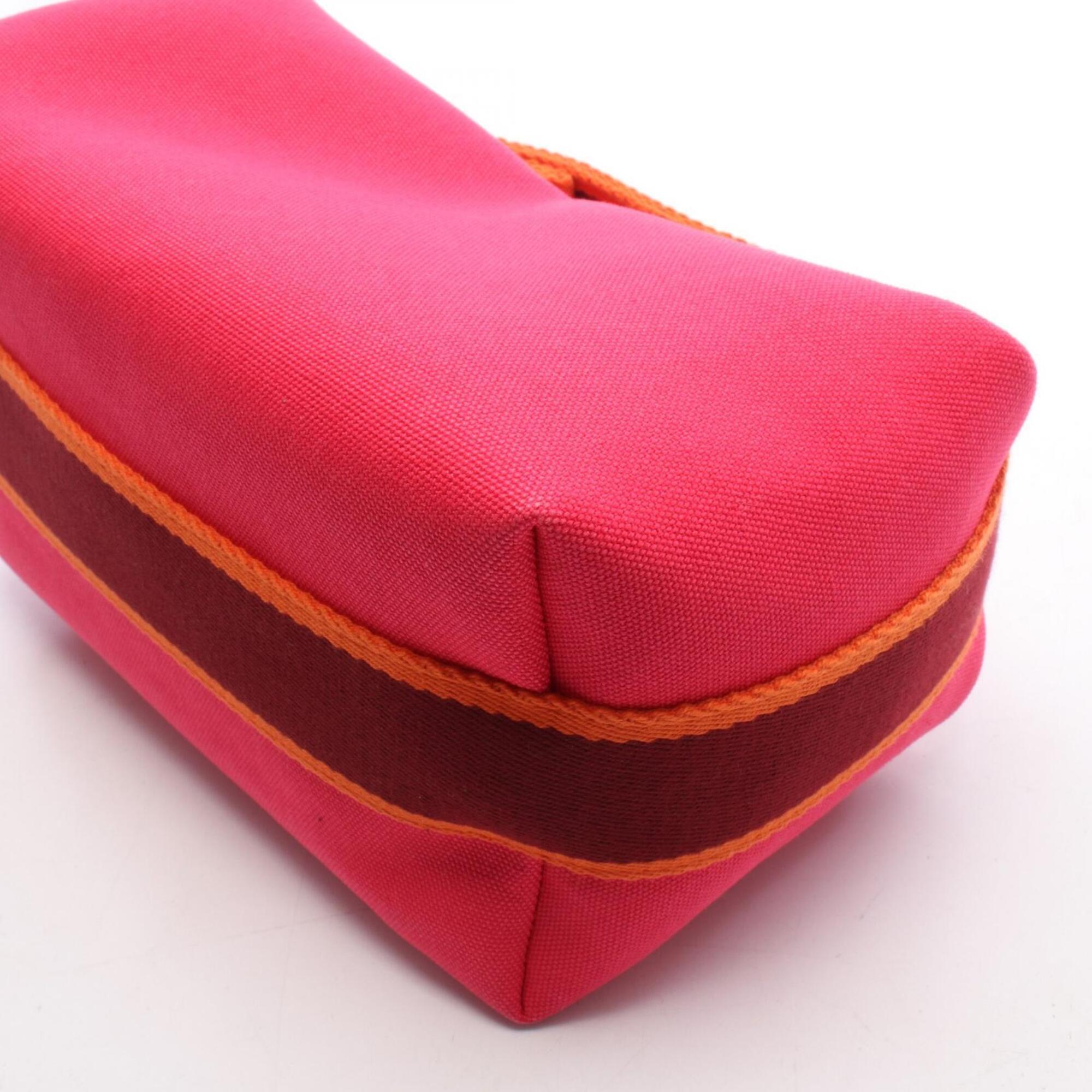 Hermes Bordeaux Orange Pink Canvas Pouch (Pre-Owned)