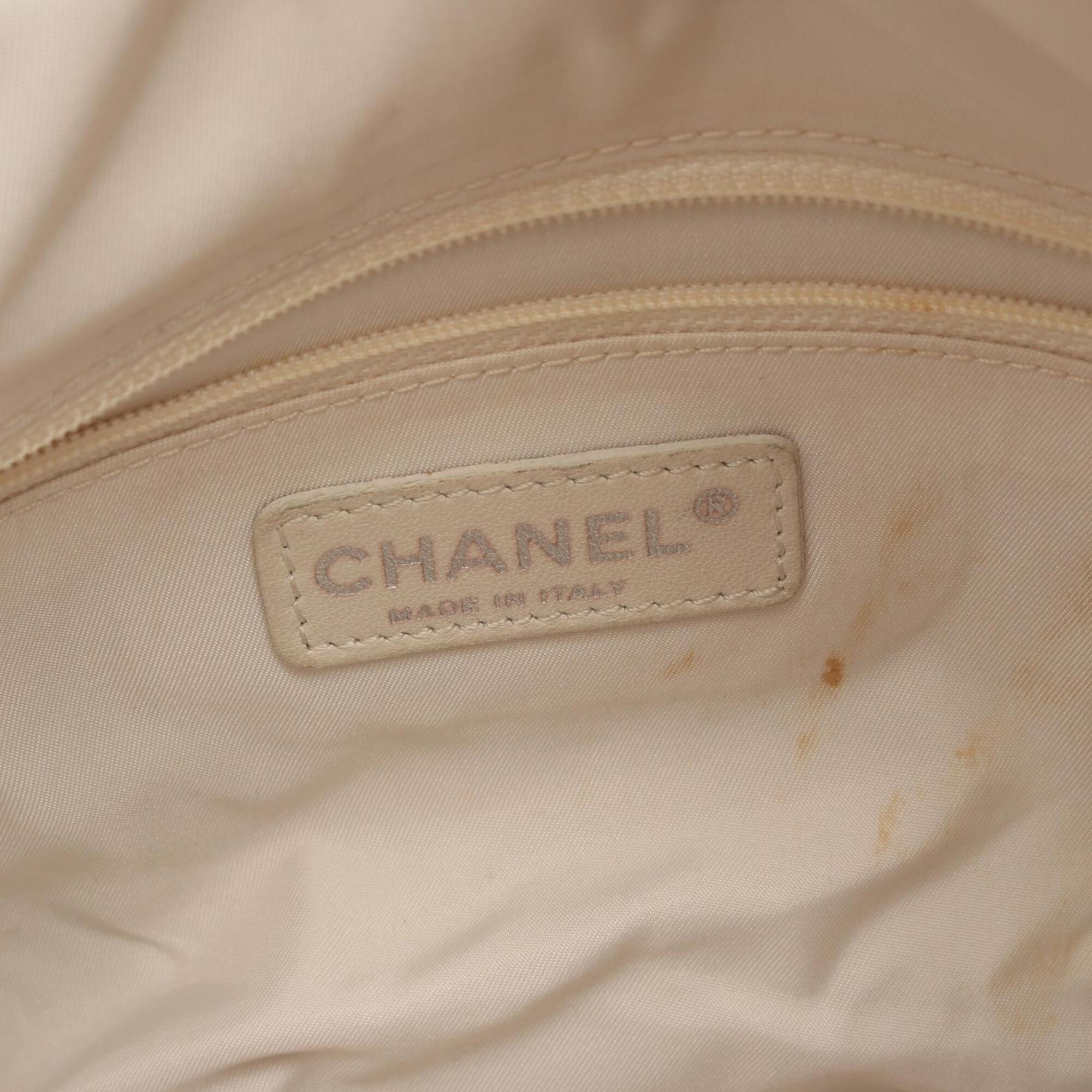 Chanel Gold Coated Canvas Leather Handbag Tote Bag (Pre-Owned)