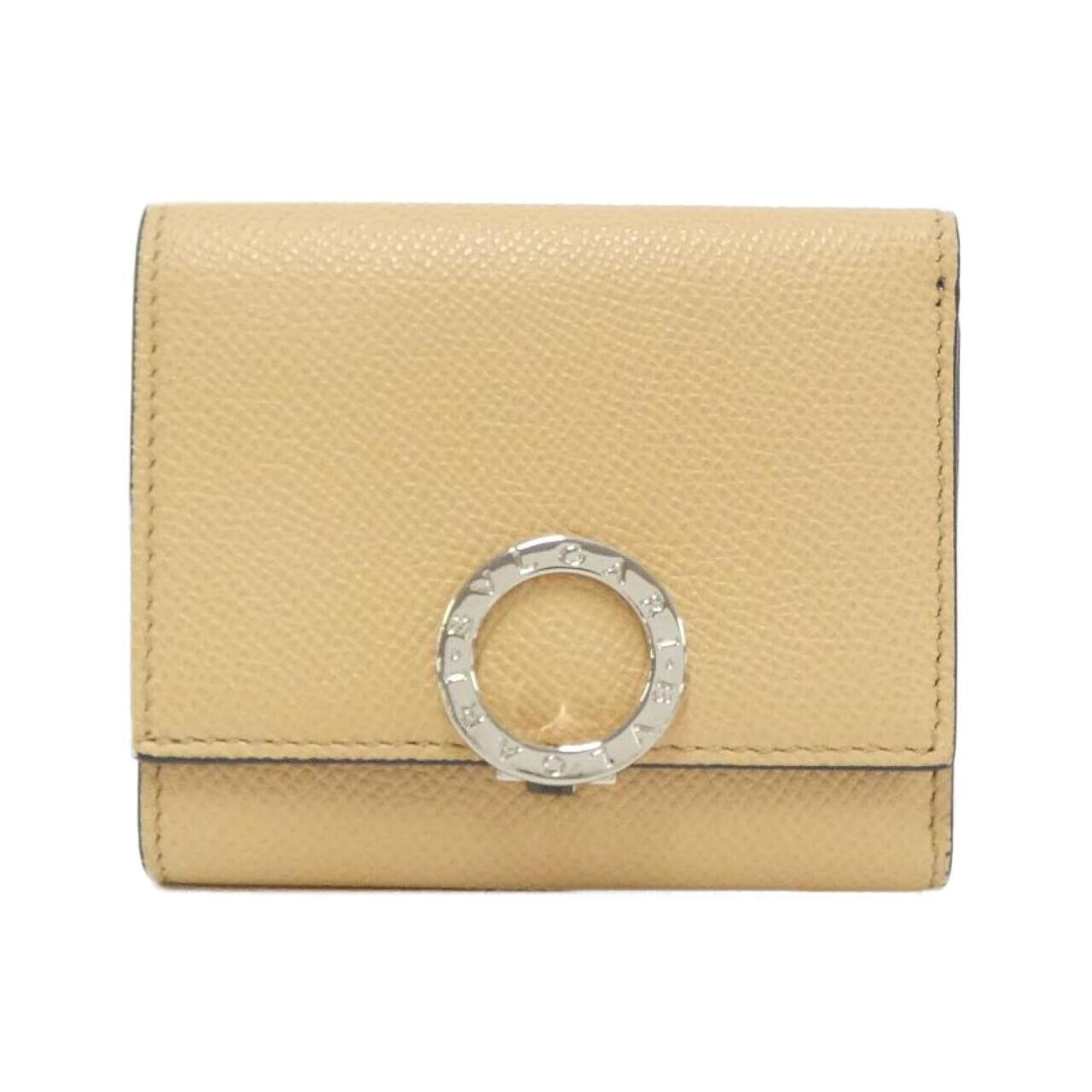 Bvlgari Bvlgari Bvlgari Beige Navy Leather Wallet (Tri-Fold) (Pre-Owned)