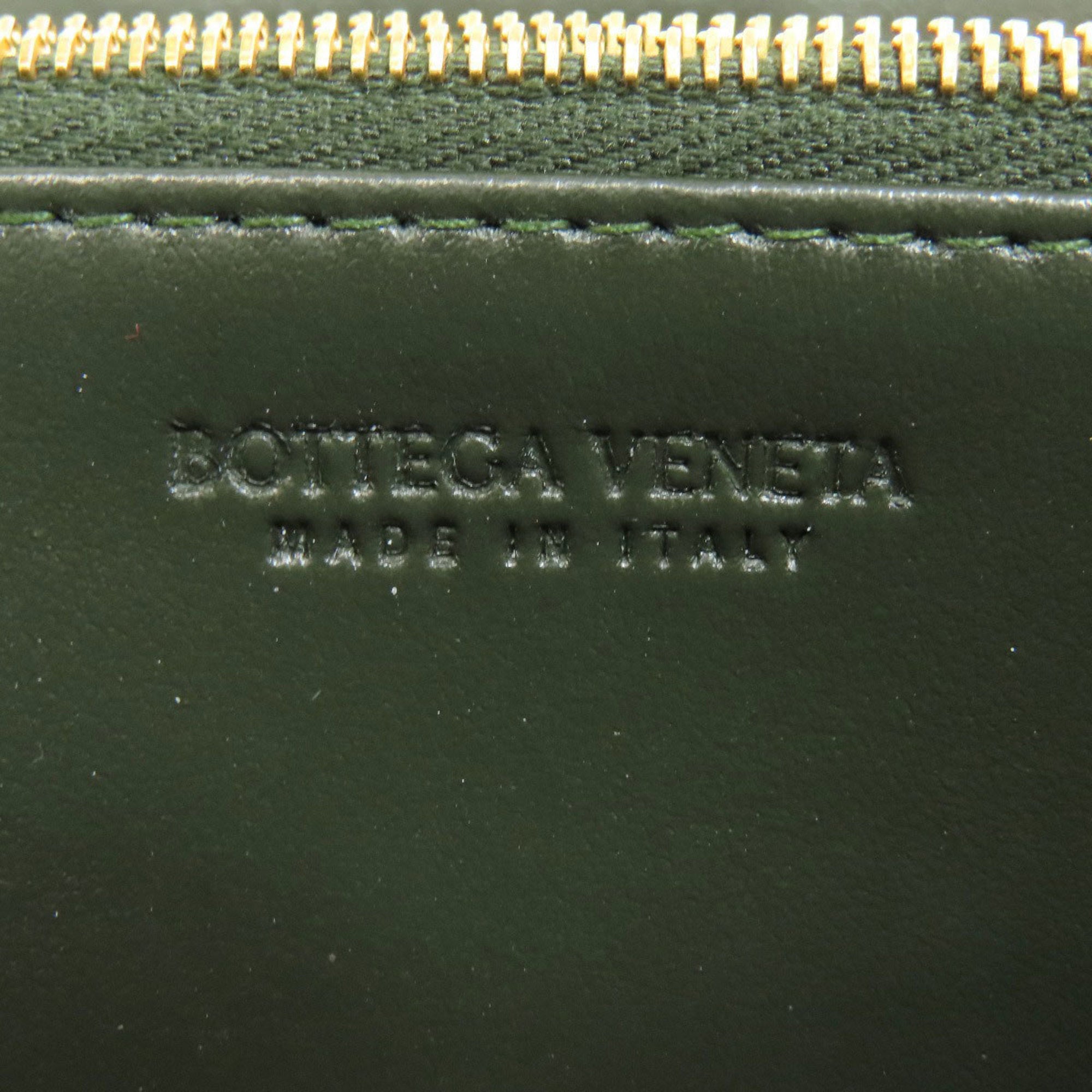 Bottega Veneta Intrecciato Dark Green Leather Long Wallet (Bi-Fold) (Pre-Owned)