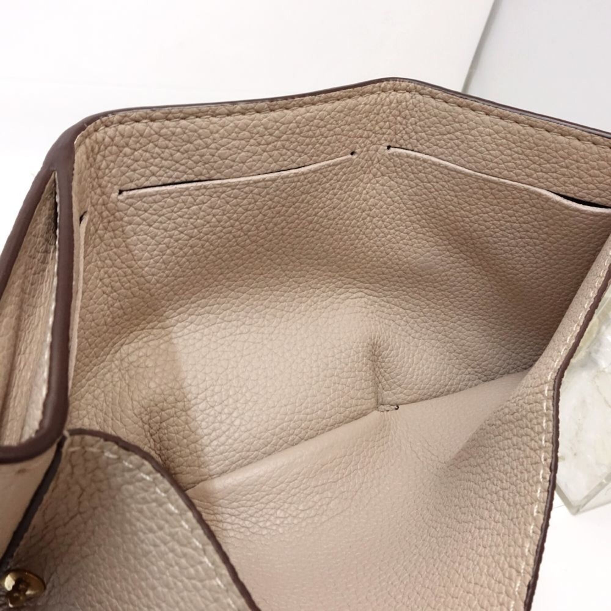Louis Vuitton Grayish Leather Wallet (Tri-Fold) (Pre-Owned)