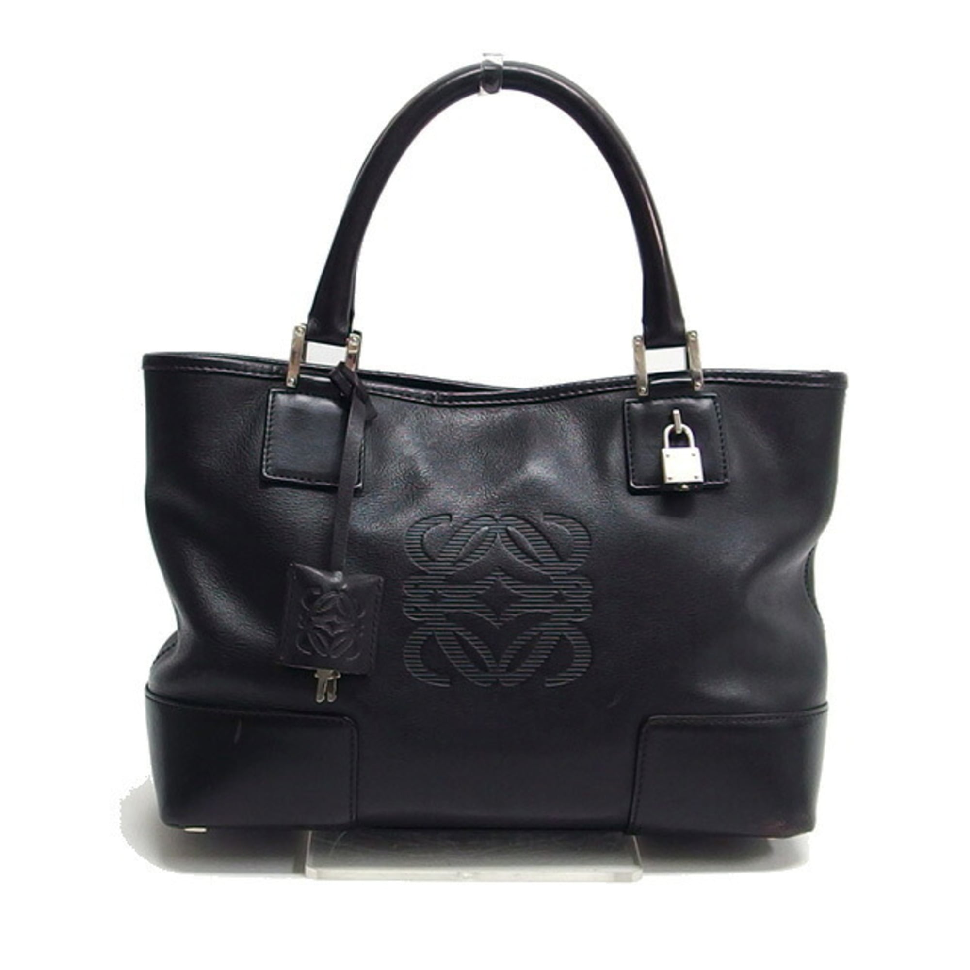 Loewe Amazona Black Leather Handbag Tote Bag (Pre-Owned)