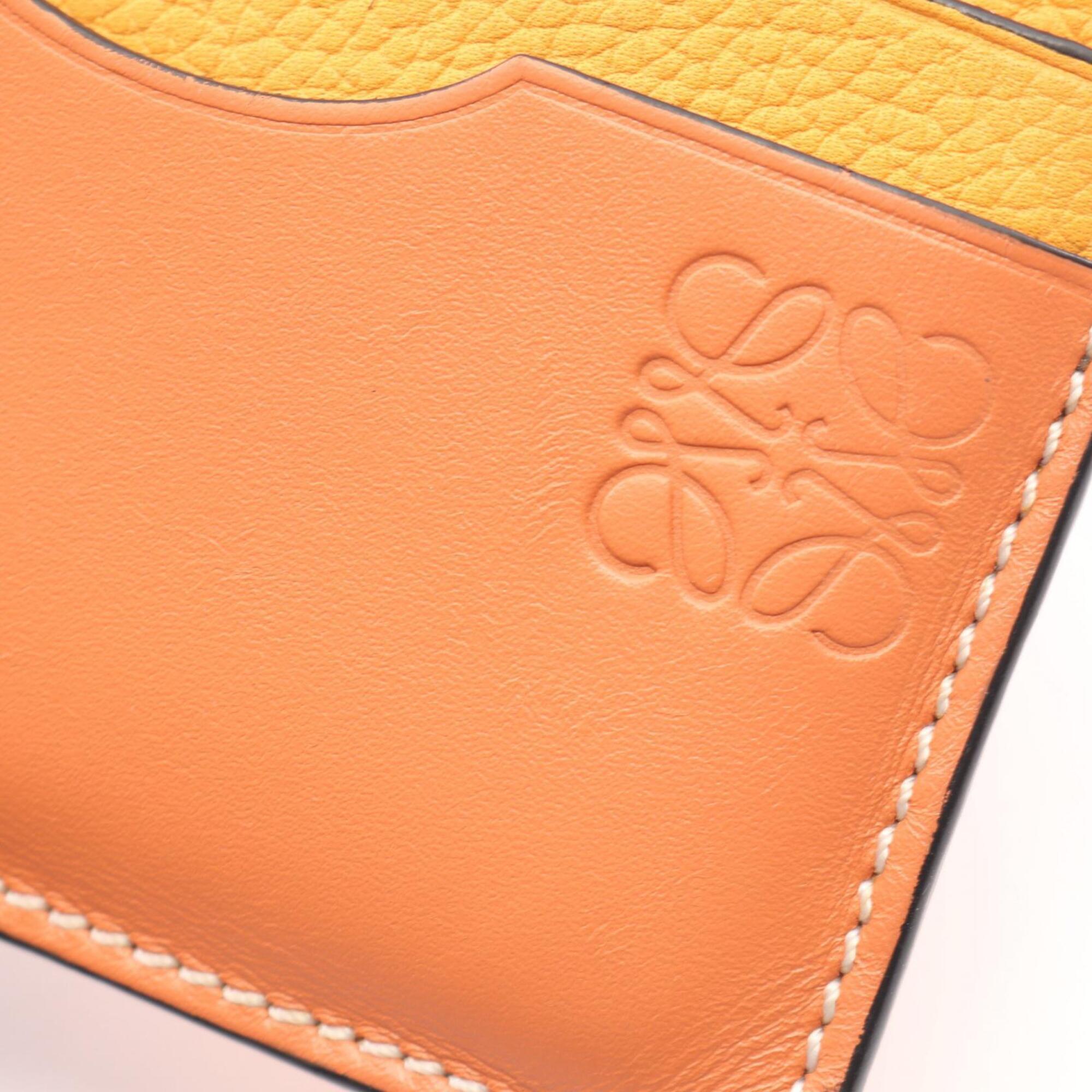 Loewe Brown Orange Pink Leather Coin Purse/Coin Case (Pre-Owned)