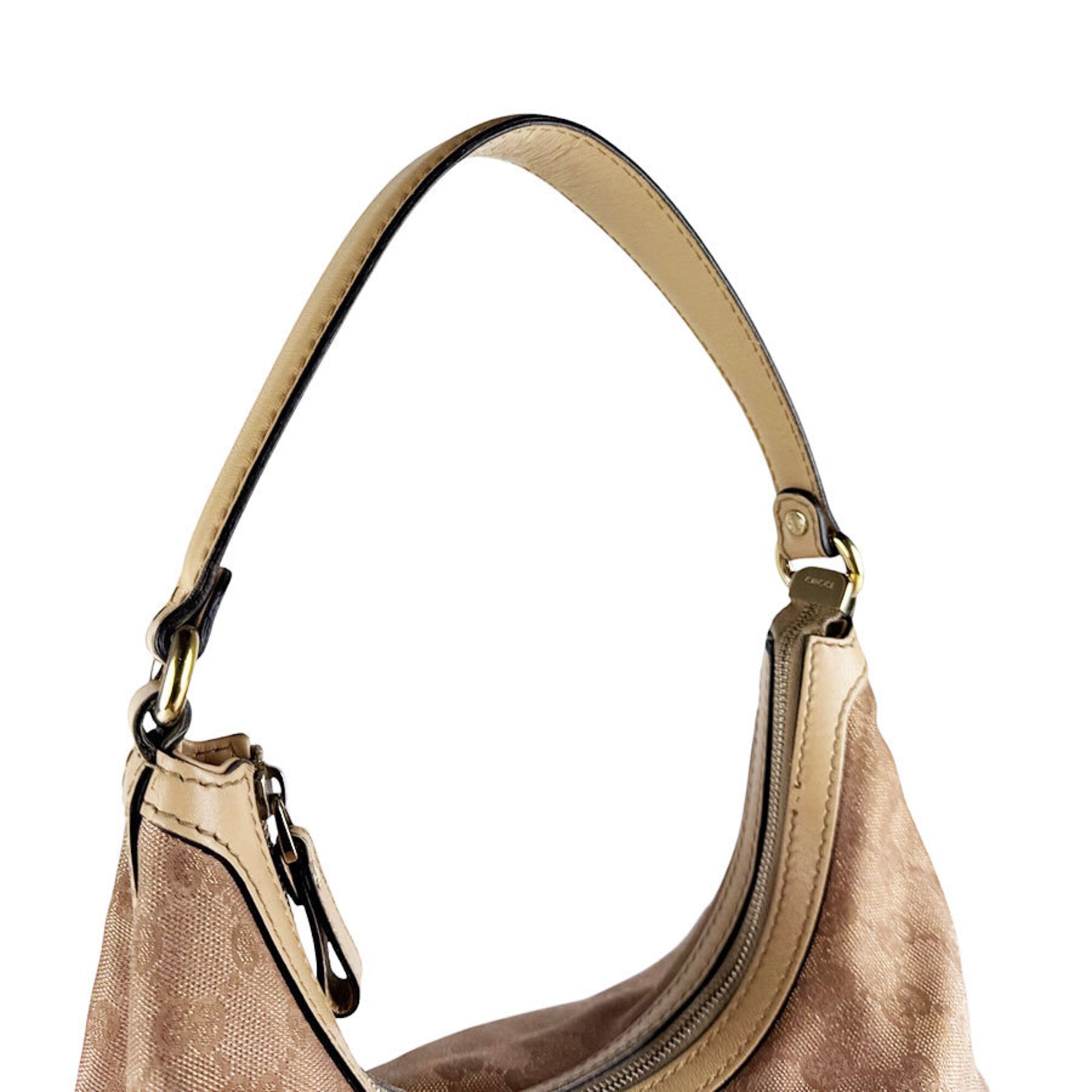 Gucci Beige Metallic Pink Beige Gg Canvas Shoulder Bag (Pre-Owned)