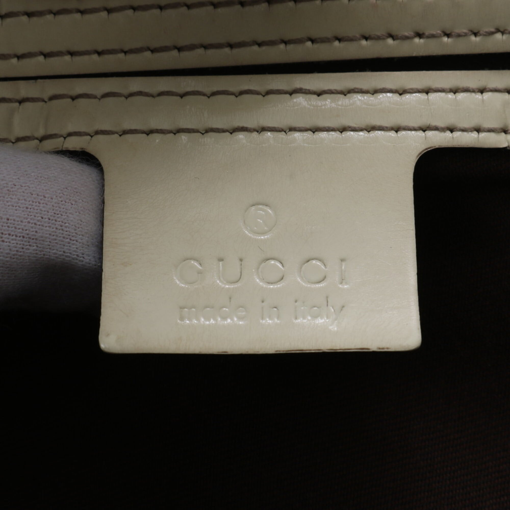 Gucci Beige Leather Coated Canvas Handbag Shoulder Bag Tote Bag (Pre-Owned)