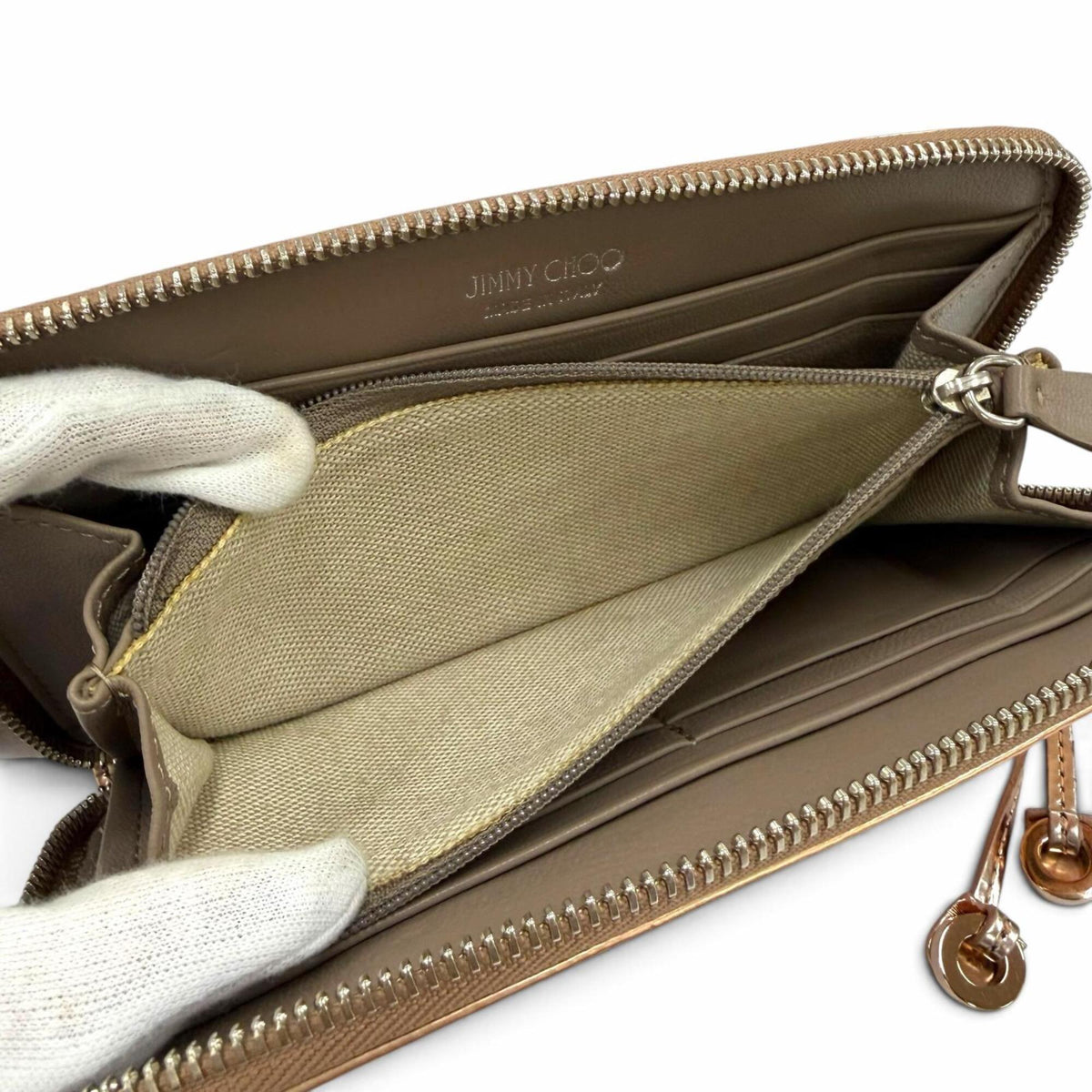 Jimmy Choo Metallic Leather Long Wallet (Bi-Fold) (Pre-Owned)