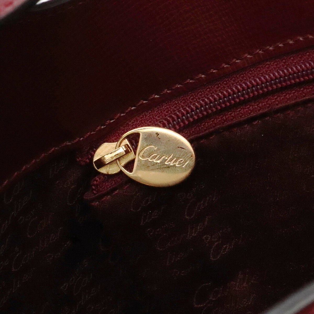 Cartier Bordeaux Red Color Leather Shoulder Bag (Pre-Owned)