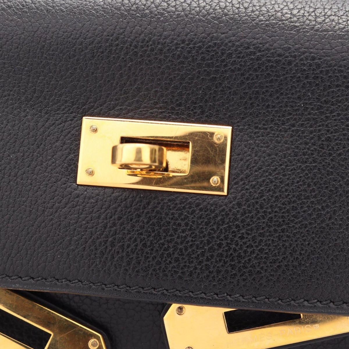 Hermes Black Evergrain Leather Handbag (Pre-Owned)