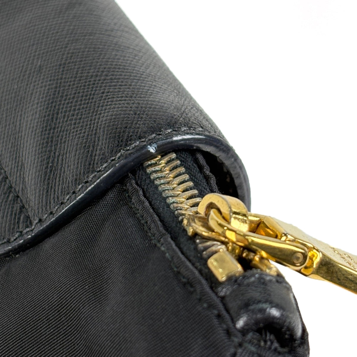 Prada Black Nero Nylon Leather Shoulder Bag (Pre-Owned)