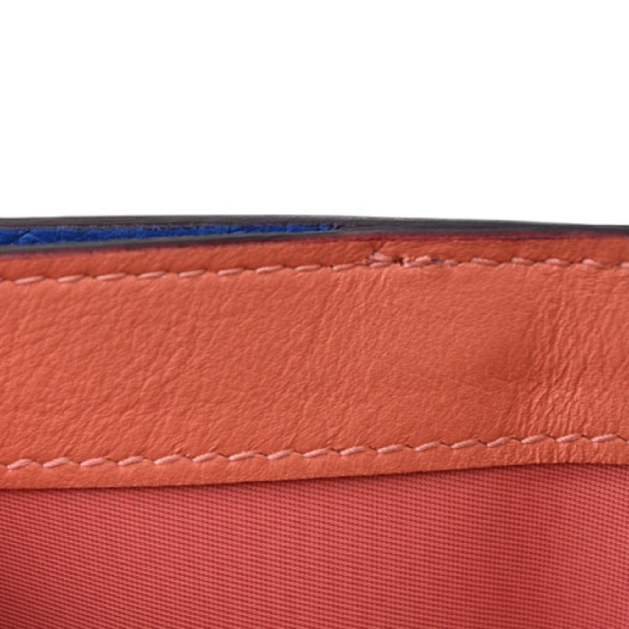 Christian Dior Blue Coral Pink Leather Wallet (Tri-Fold) (Pre-Owned)