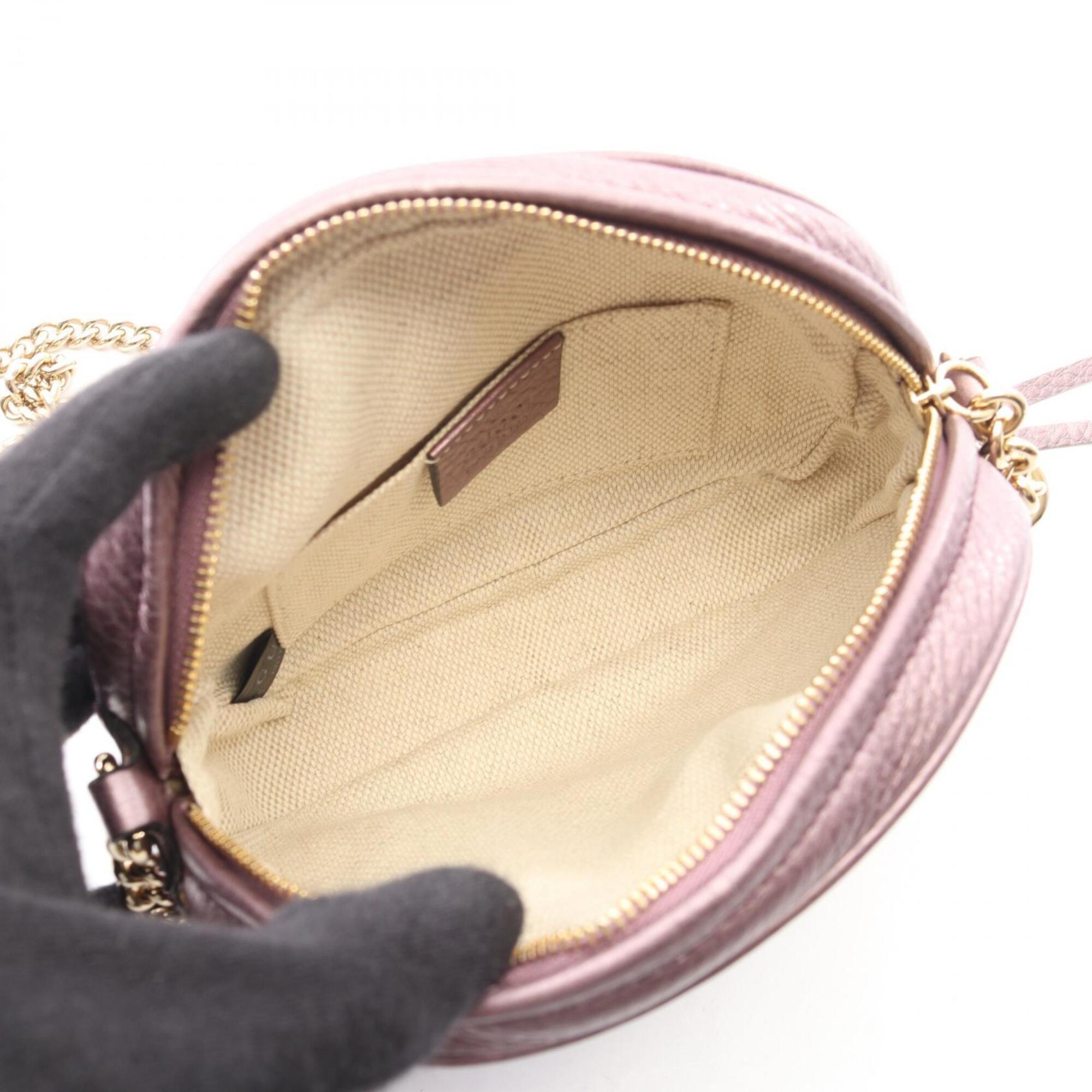 Gucci Purple Leather Handbag Shoulder Bag (Pre-Owned)