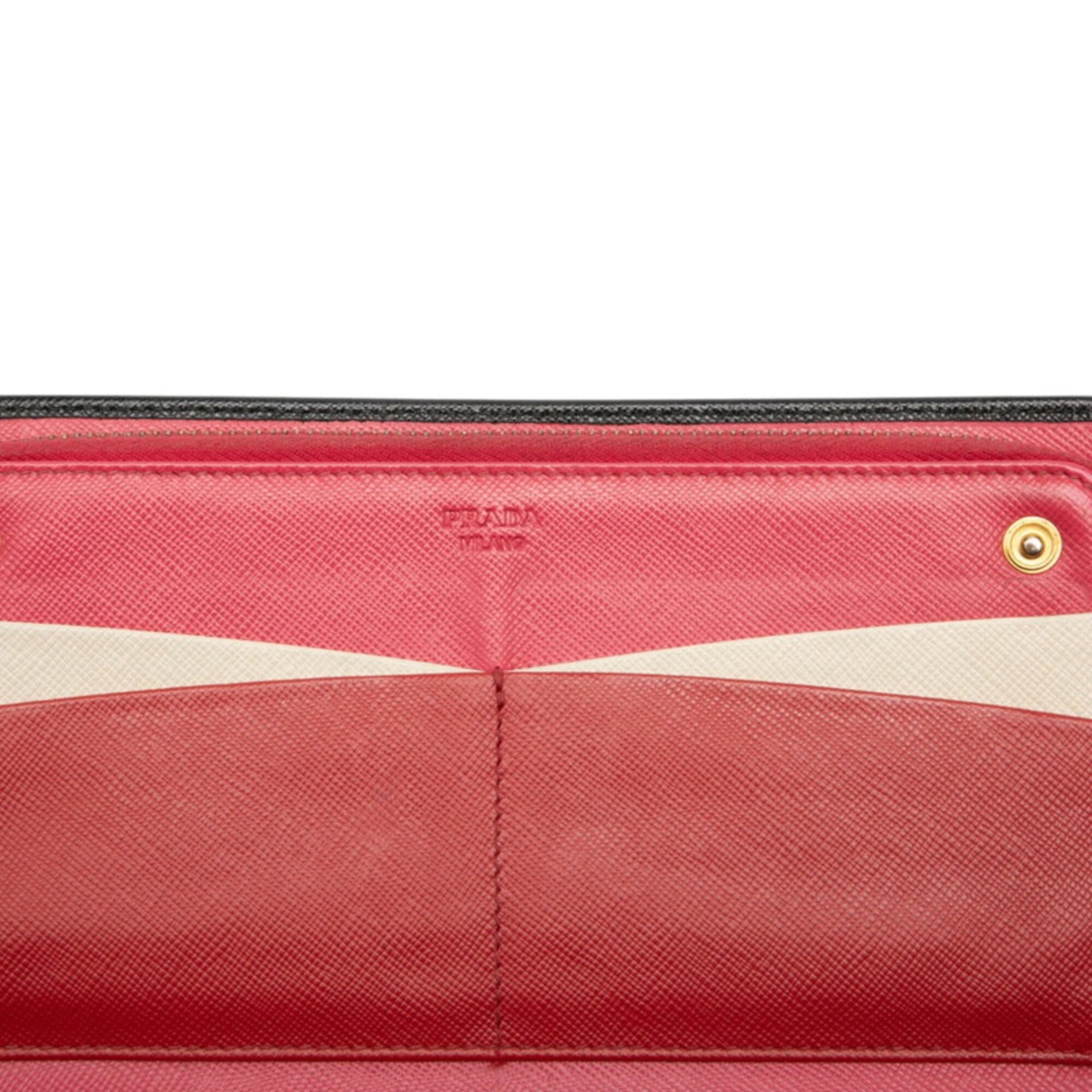 Prada Black Leather Long Wallet (Bi-Fold) (Pre-Owned)
