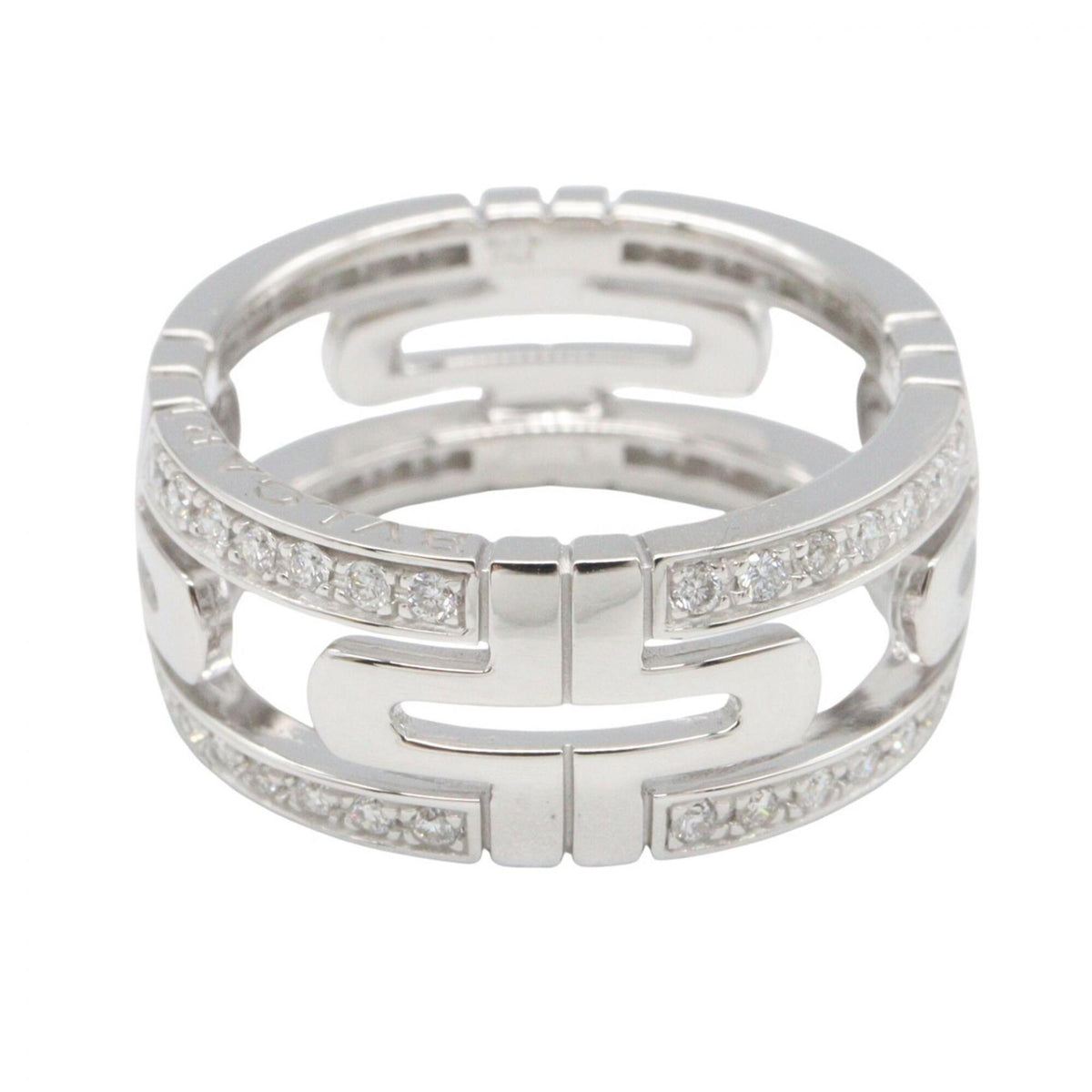 Bvlgari Silver Clear White Gold (18K) Band Ring (Pre-Owned)