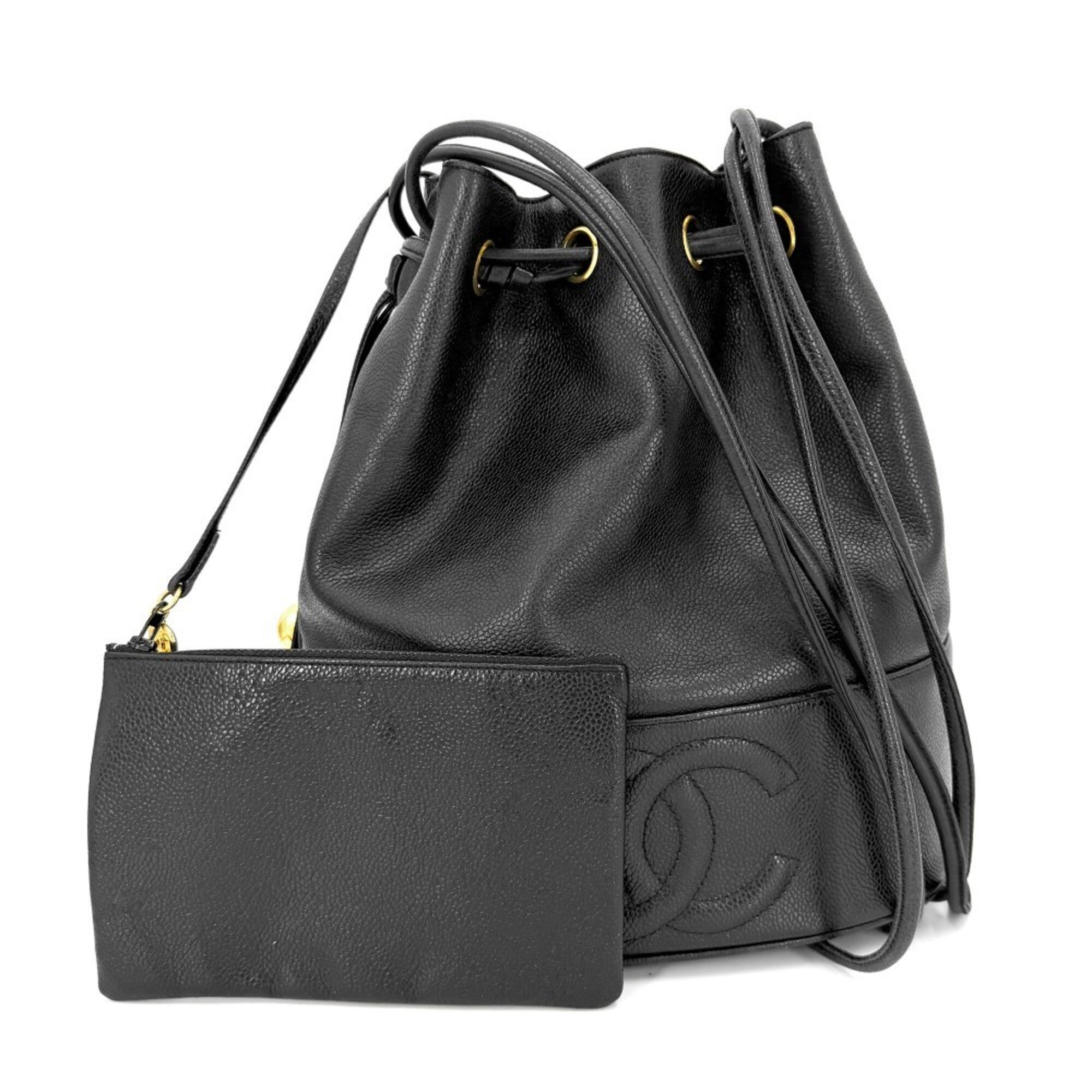 Chanel Black Grained Calfskin Handbag (Pre-Owned)